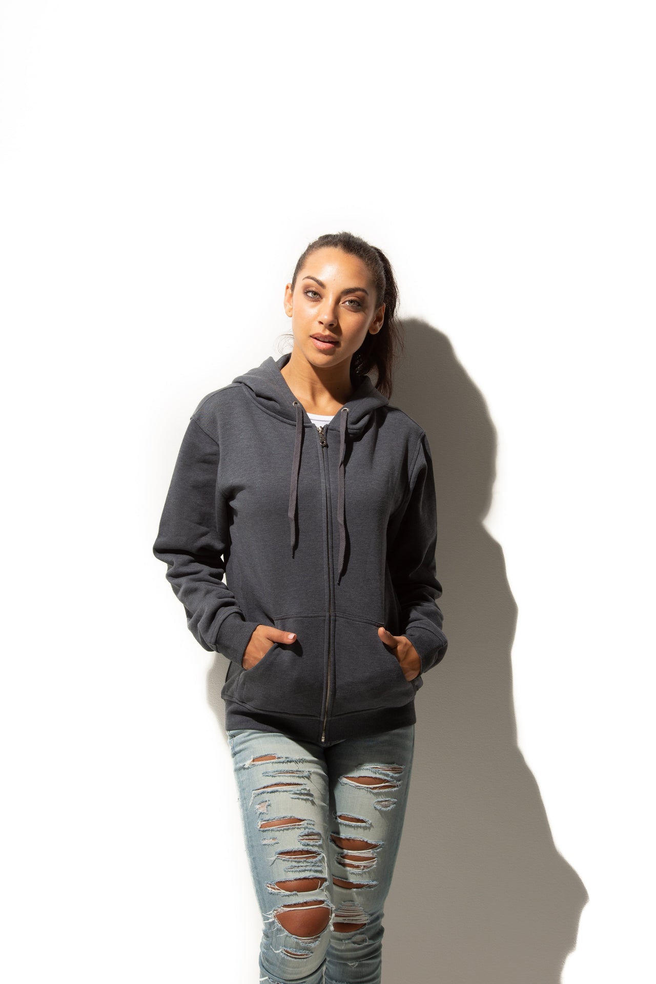 HERO-3020 Unisex Full Zip Hoodie - Dark Heather 3020 Adult Full-Zip Grey HERO Tops Unisex