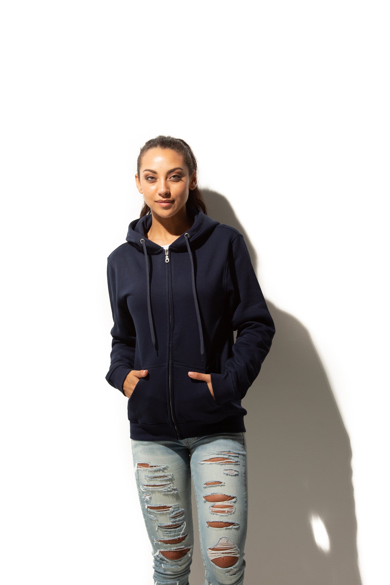 HERO - 3020 Unisex Full Zip Hoodie - Navy Blue Full - Zip