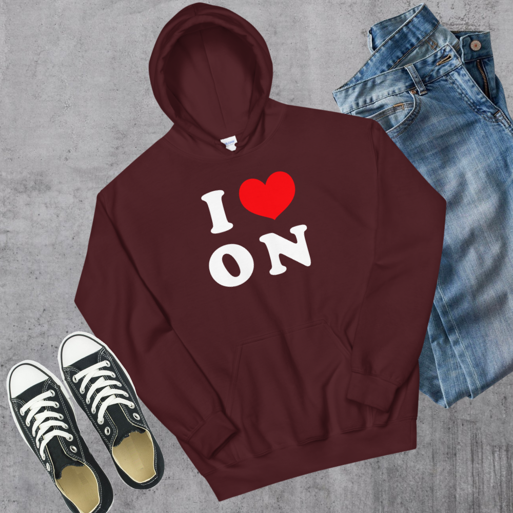 I ❤️ ON Hoodie Maroon Canadian City Apparel Ontario