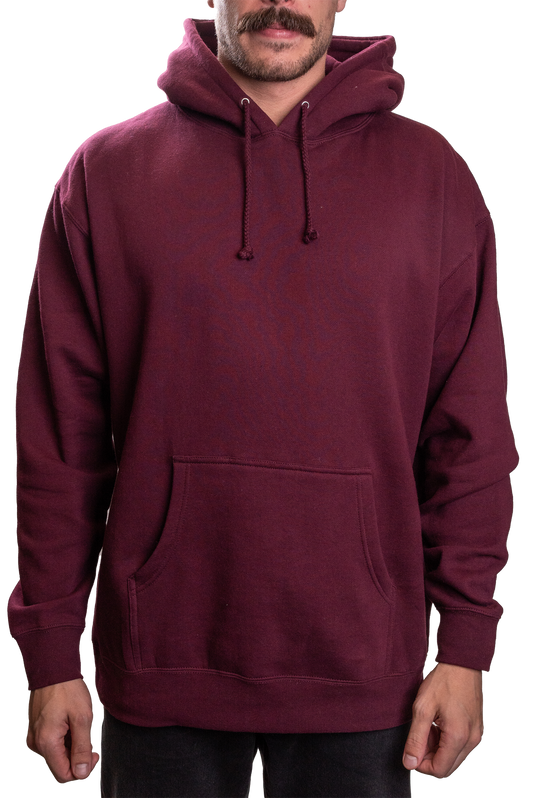 IND4000G - Mens Organic / Recycled Hooded Pullover Maroon BASIC FLEECE IND4000 IND4000G INDEPENDENT MEN ORGANIC PULLOVERS