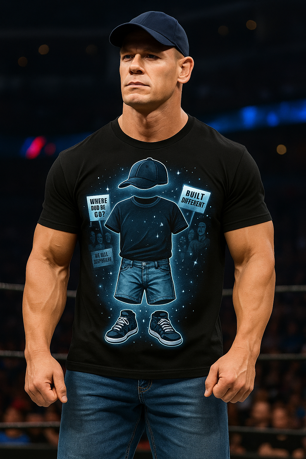 Invisible Champ T-Shirt – John Cena Tribute Tee Navy Fanfare John Cena Tributes True North Fanfare