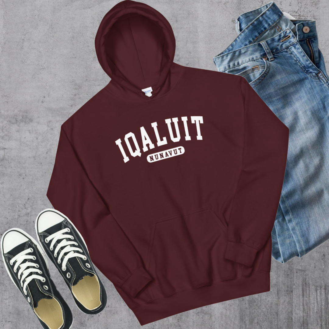 Iqaluit Nunavut College Hoodie Maroon Canadian City Apparel