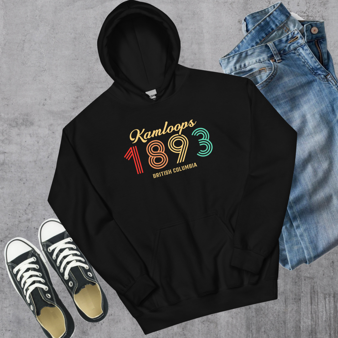 Kamloops Vintage Hoodie Black Canadian City Apparel