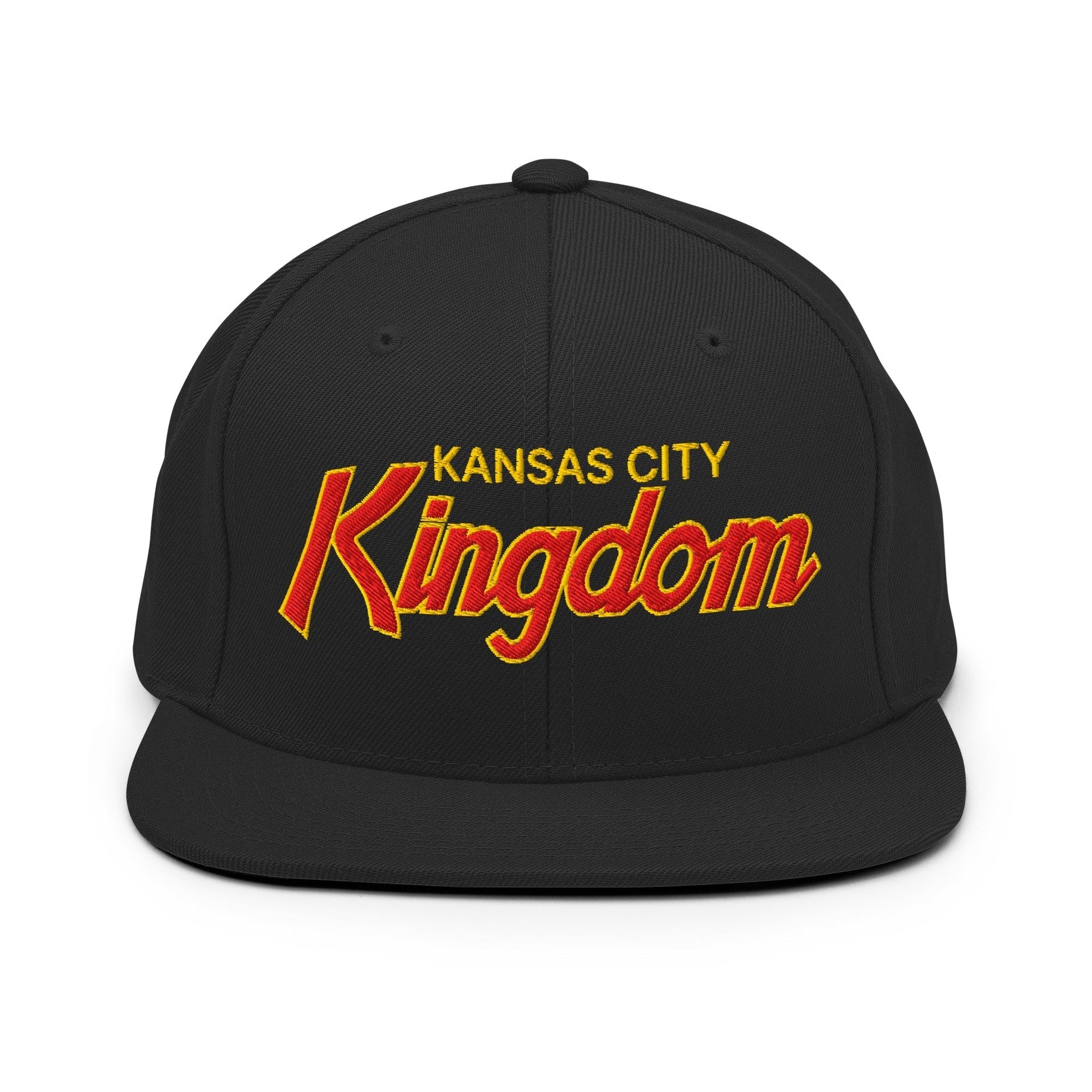 Kansas City Kingdom Embroidered Flat Bill Brim Snapback Hat Black Capital Crowns