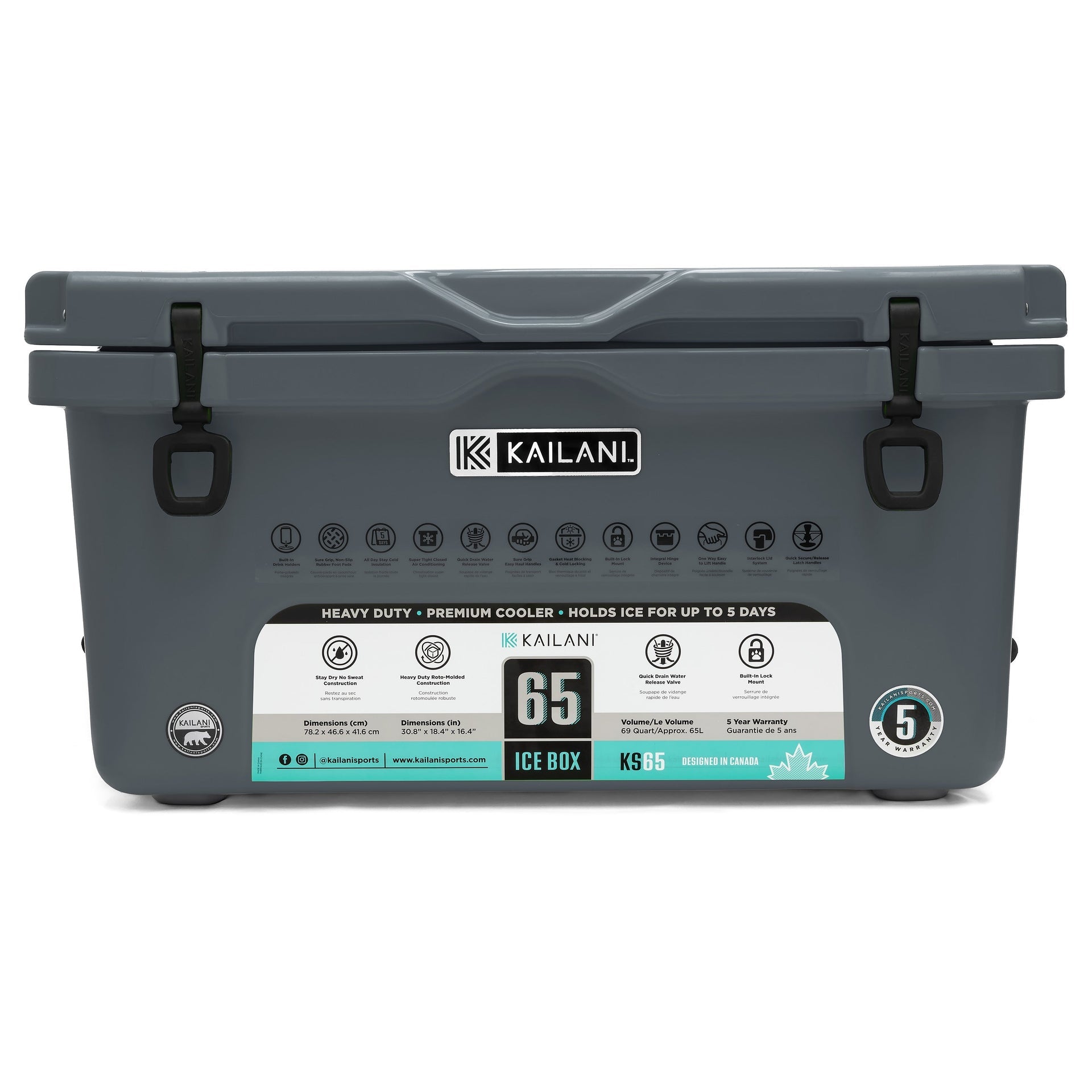 KS65 Cooler Gray 116 Cans Holds 65 Cans KAILANI