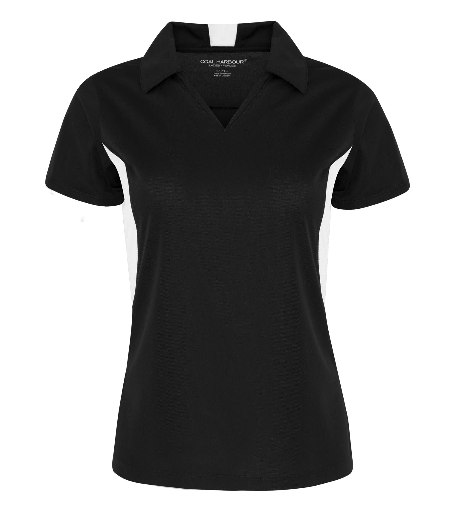 CoalHarbour - COAL HARBOUR® SNAG RESISTANT COLOUR BLOCK LADIES' POLO. - L4001 Black White CoalHarbour L4001