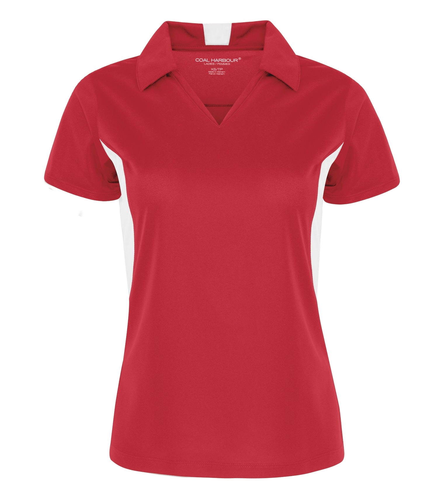 CoalHarbour - COAL HARBOUR® SNAG RESISTANT COLOUR BLOCK LADIES' POLO. - L4001 True Red White CoalHarbour L4001