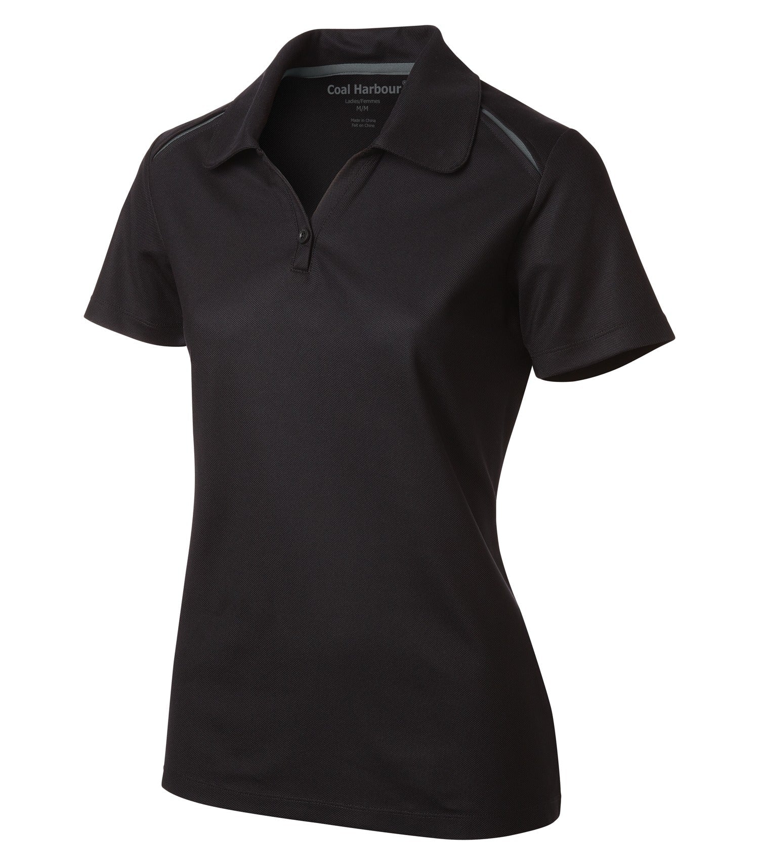 CoalHarbour - COAL HARBOUR® SNAG RESISTANT CONTRAST INSET LADIES' POLO. - L4002 Black Coal Grey CoalHarbour L4002