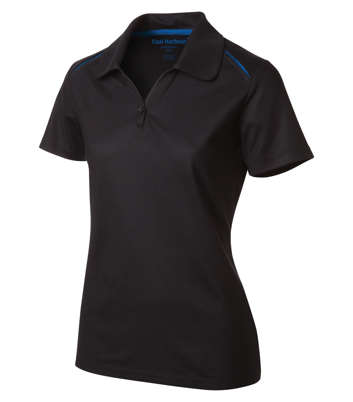 CoalHarbour - COAL HARBOUR® SNAG RESISTANT CONTRAST INSET LADIES' POLO. - L4002 Black Royal CoalHarbour L4002