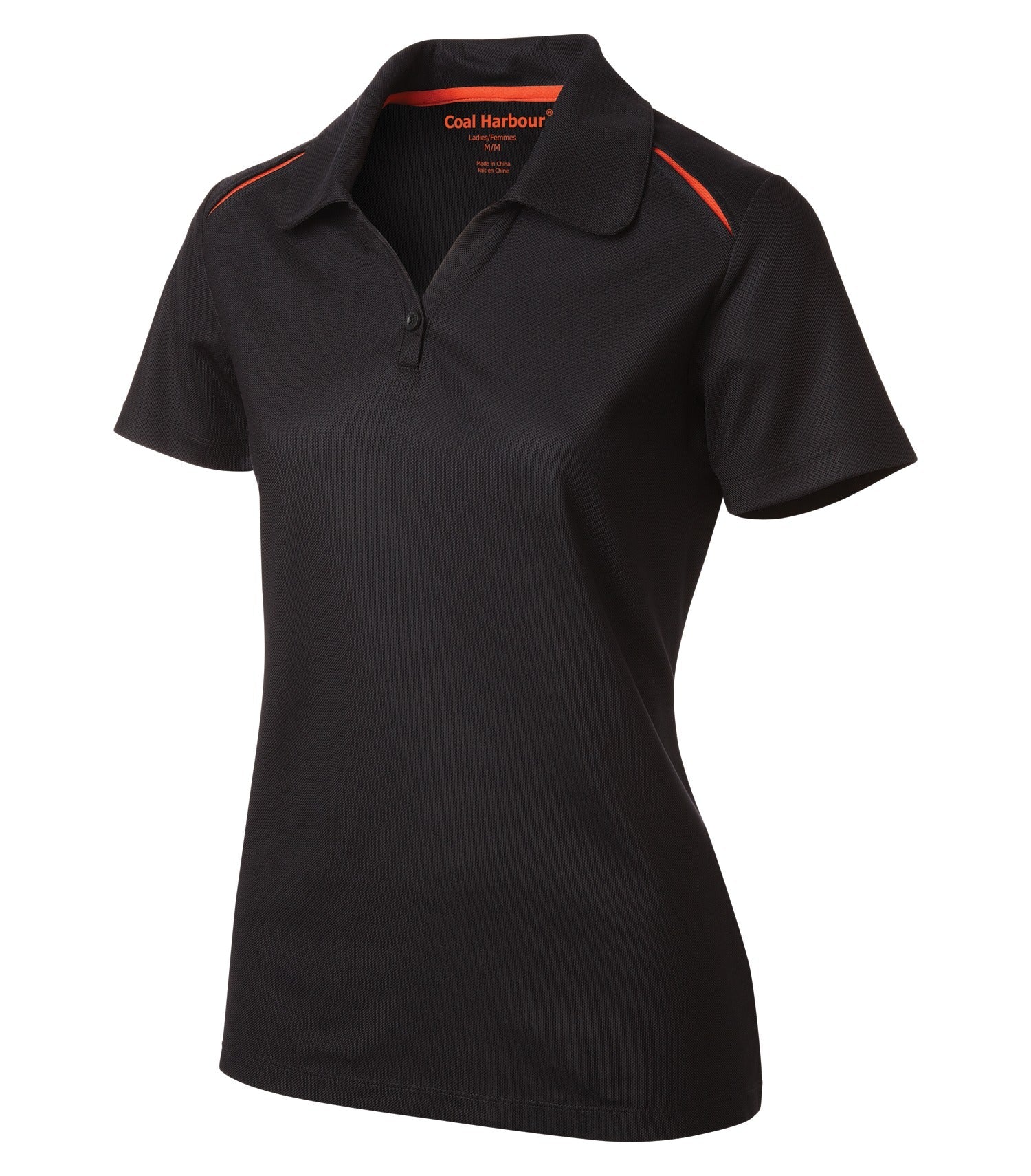 CoalHarbour - COAL HARBOUR® SNAG RESISTANT CONTRAST INSET LADIES' POLO. - L4002 Black Orange CoalHarbour L4002