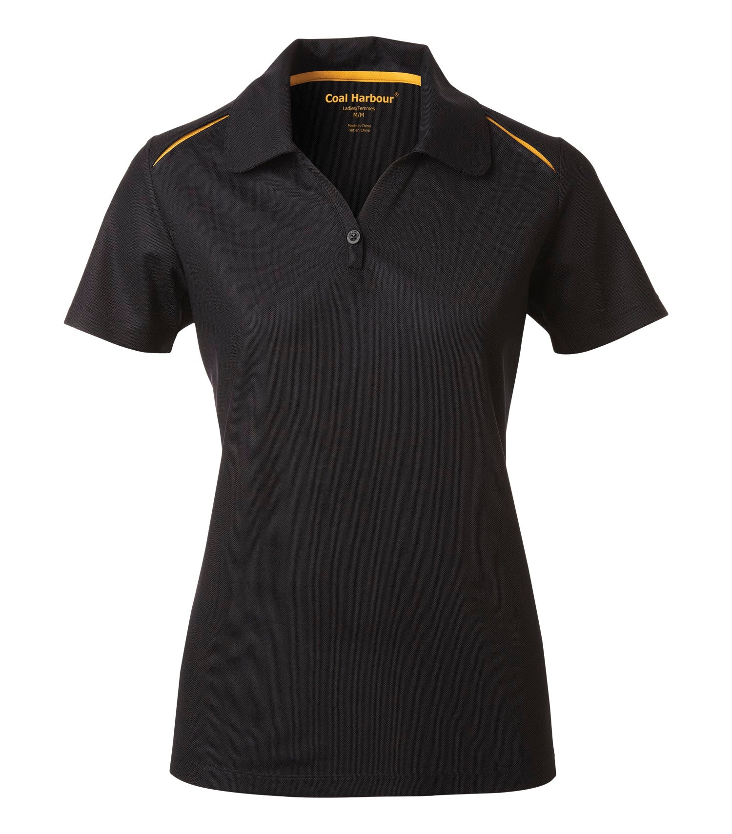 CoalHarbour - COAL HARBOUR® SNAG RESISTANT CONTRAST INSET LADIES' POLO. - L4002 Black Gold CoalHarbour L4002