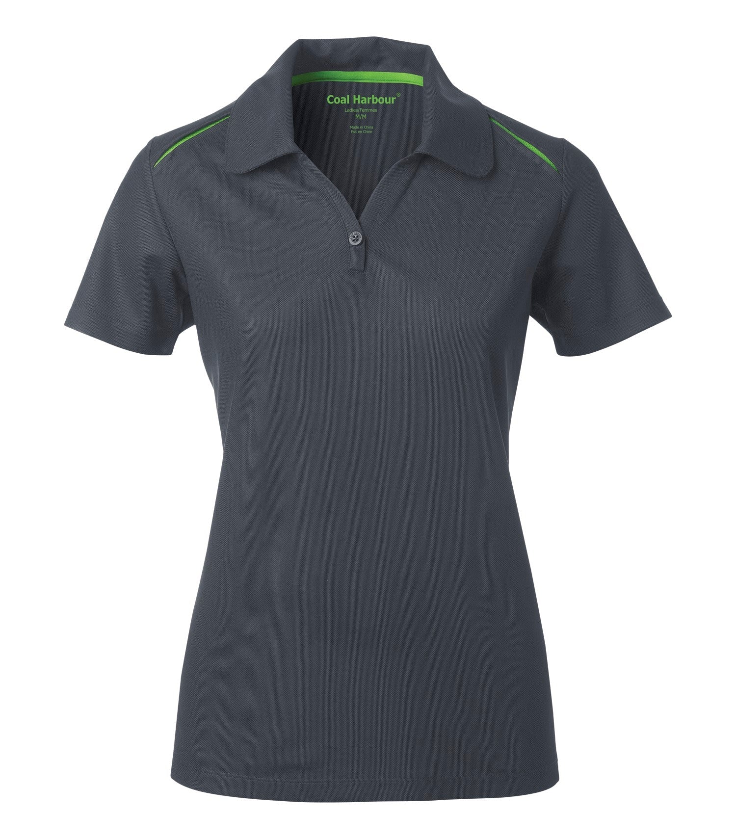 CoalHarbour - COAL HARBOUR® SNAG RESISTANT CONTRAST INSET LADIES' POLO. - L4002 Iron Grey Lime CoalHarbour L4002