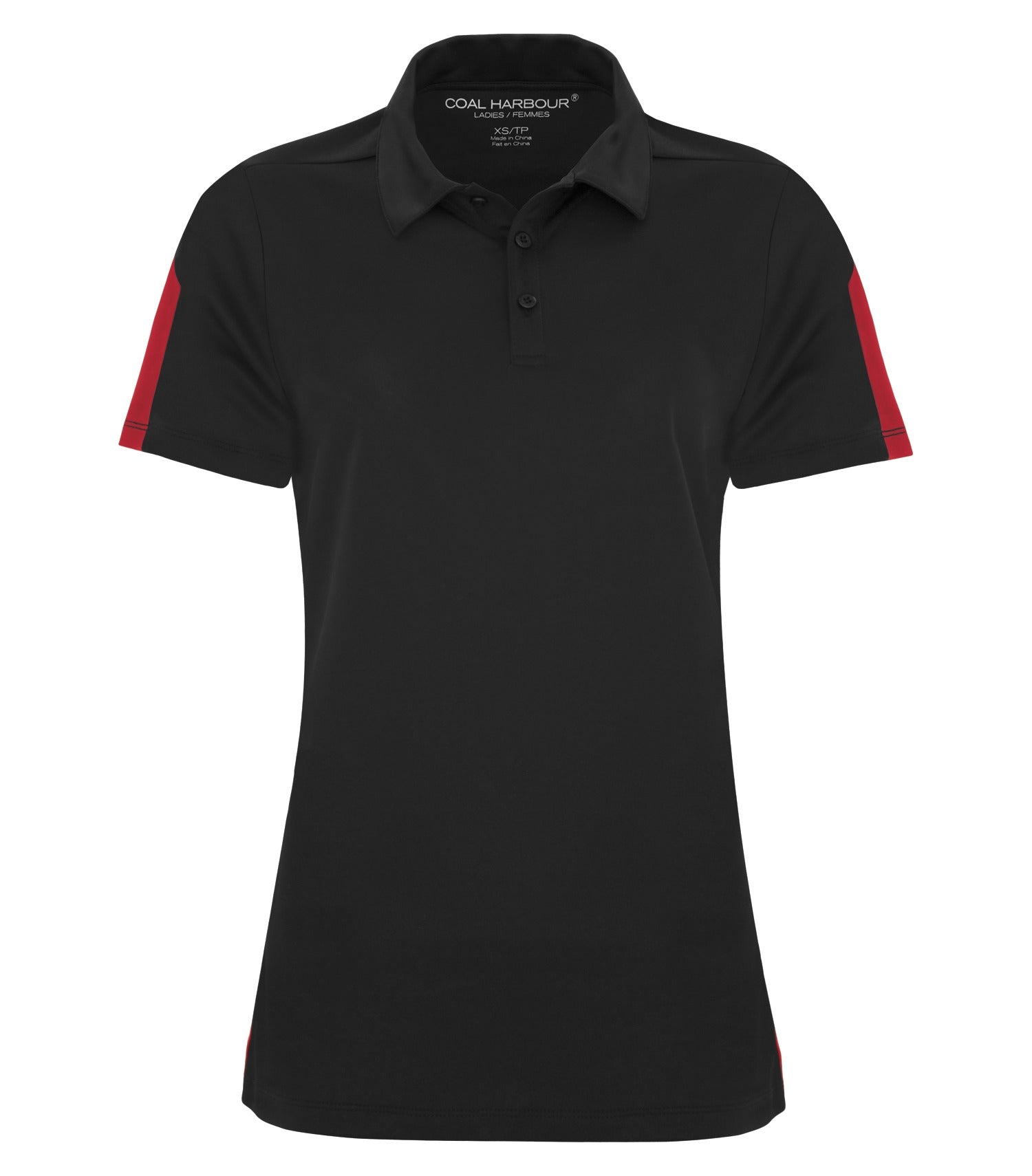 CoalHarbour - DISCONTINUED COAL HARBOUR® EVERYDAY COLOUR SLICE LADIES' POLO. - L4024 Black Red CoalHarbour L4024