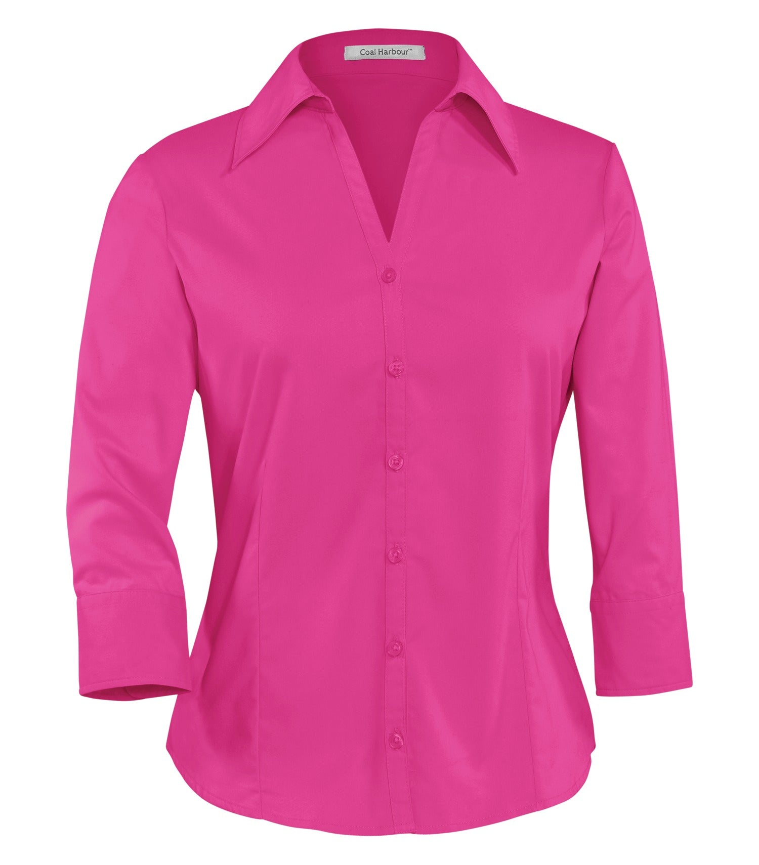 CoalHarbour - DISCONTINUED COAL HARBOUR® EASY CARE BLEND 3/4 SLEEVE LADIES' WOVEN SHIRT. - L615 Tropical Pink CoalHarbour L615