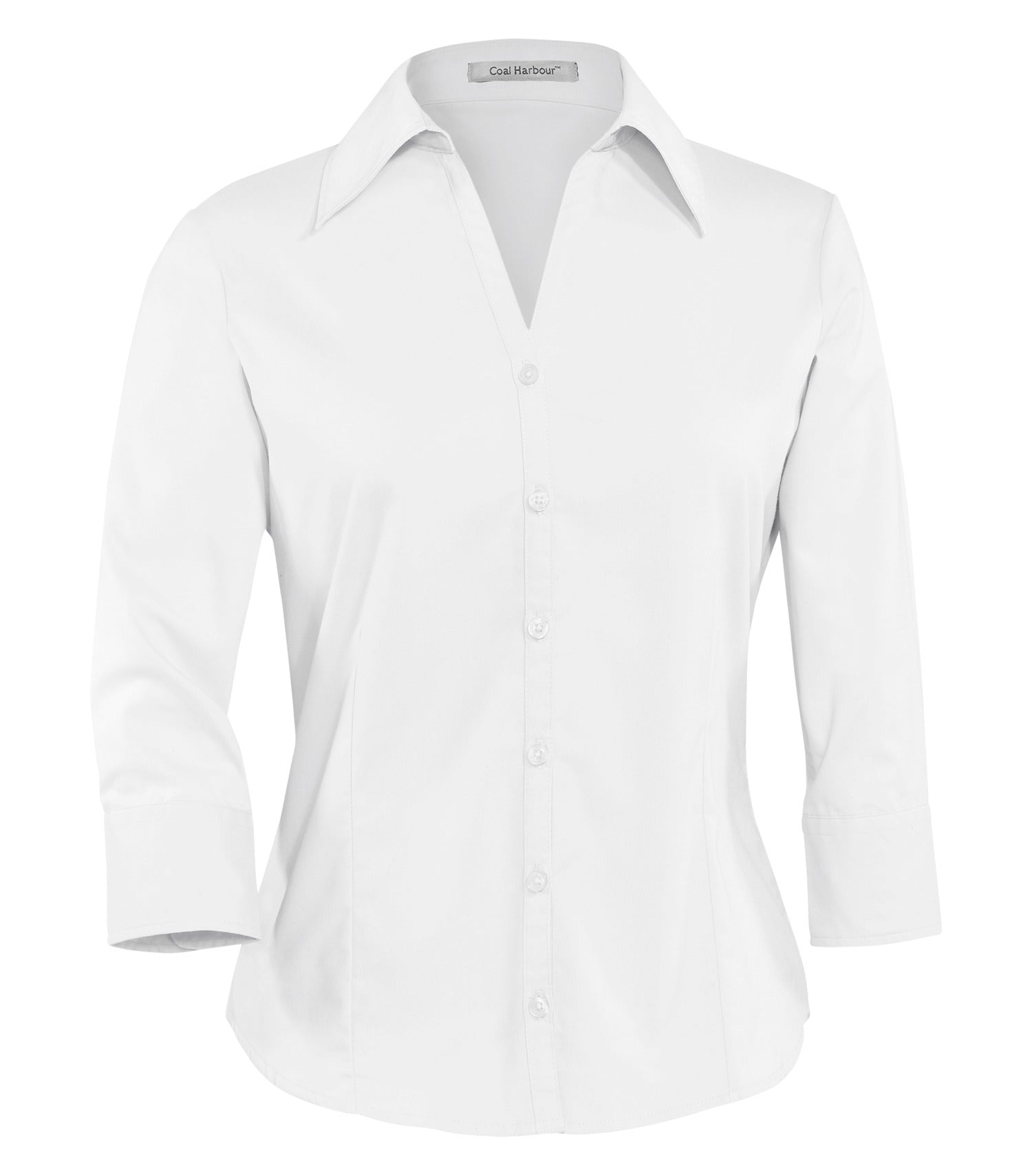 CoalHarbour - DISCONTINUED COAL HARBOUR® EASY CARE BLEND 3/4 SLEEVE LADIES' WOVEN SHIRT. - L615 White CoalHarbour L615
