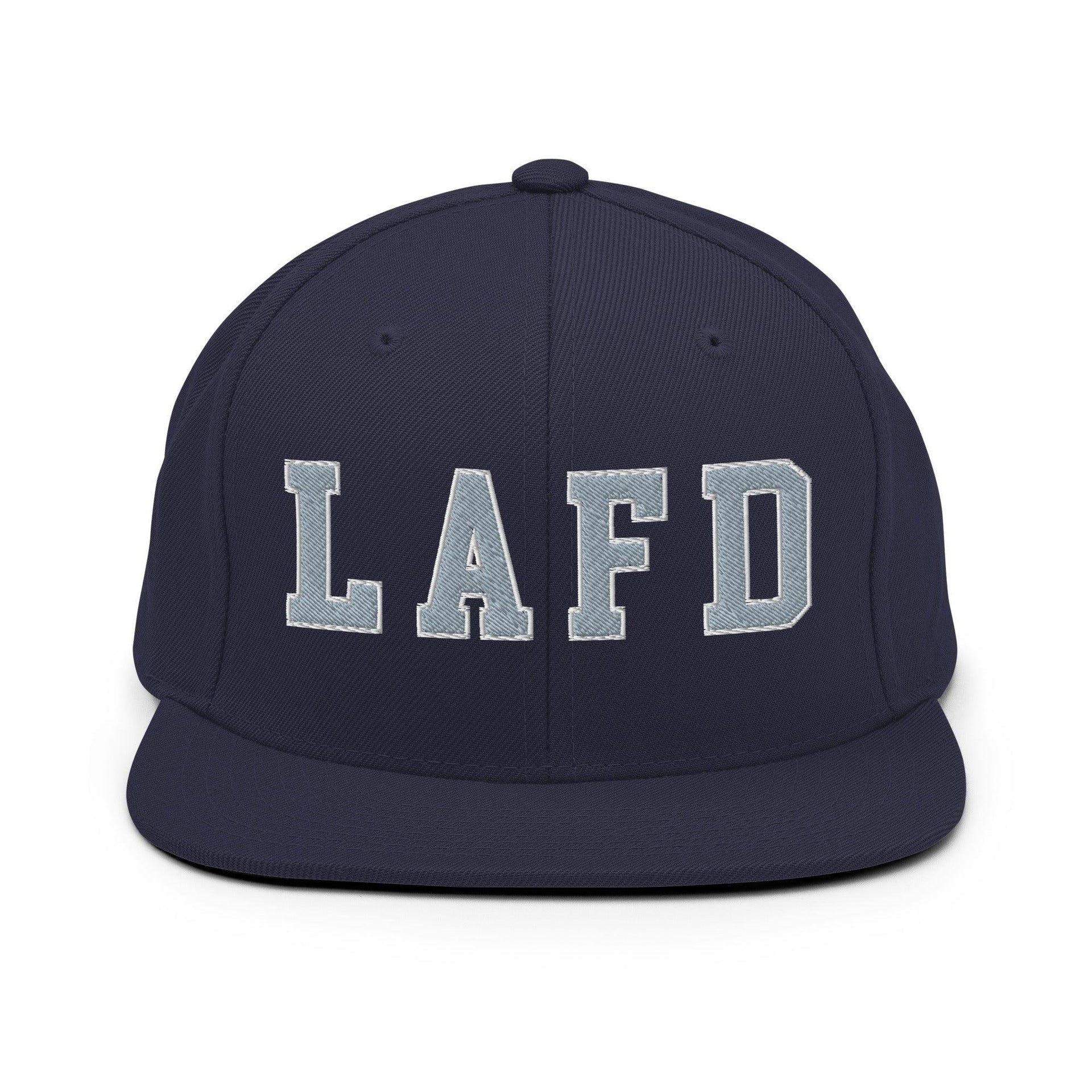 LAFD Los Angeles Fire Department Embroidered Flat Bill Brim Snapback Hat Navy Capital Crowns Snapback Hats Work