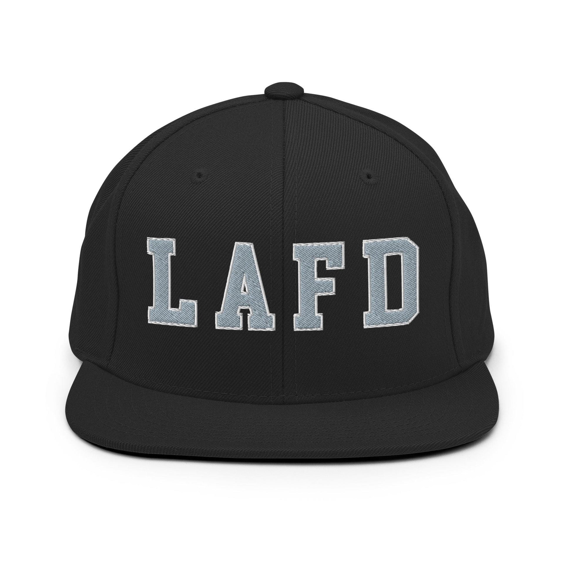 LAFD Los Angeles Fire Department Embroidered Flat Bill Brim Snapback Hat Black Capital Crowns Snapback Hats Work