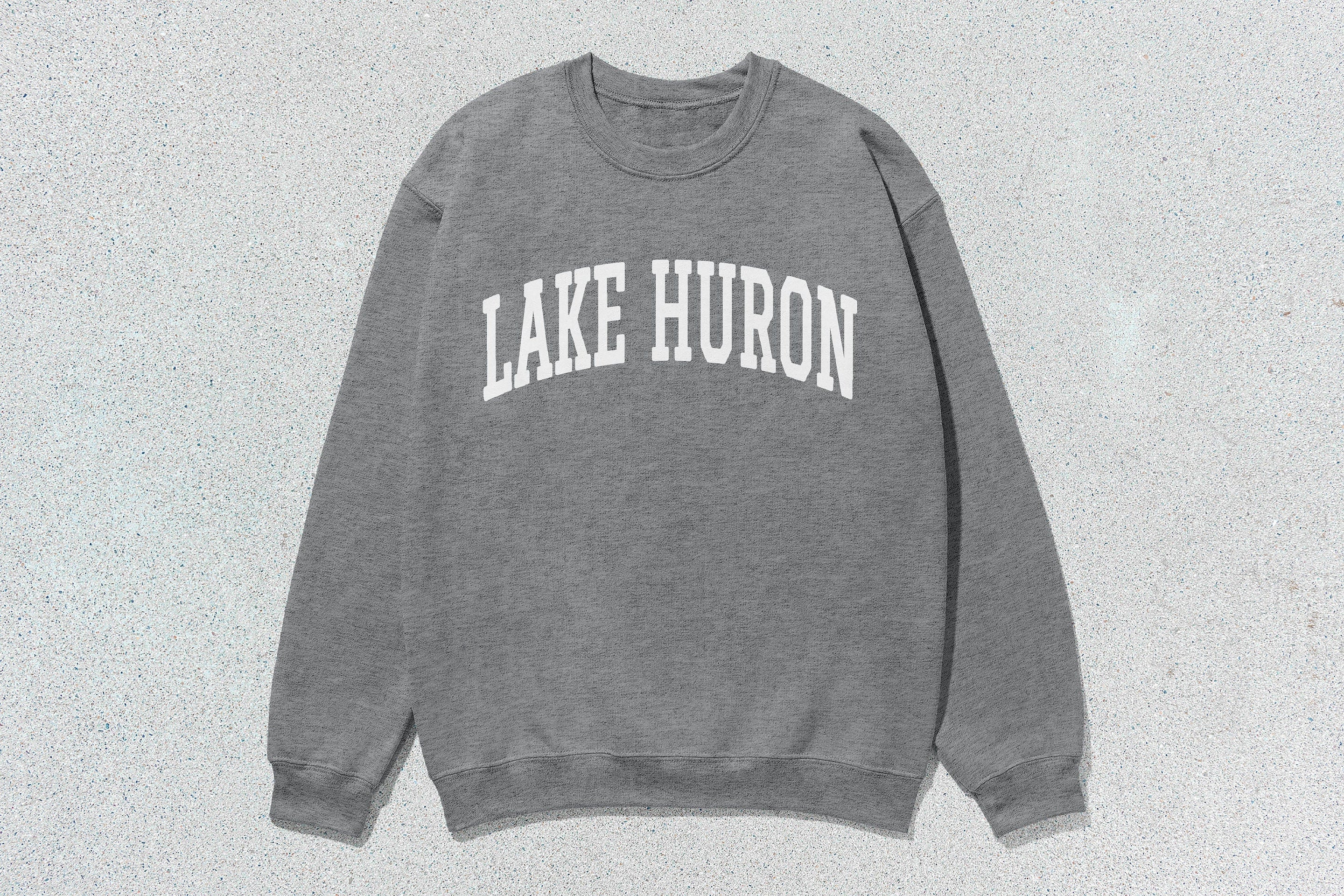 Lake Huron - Unisex Heavy Blend™ Crewneck Sweatshirt athletic heather Canada Canadian Great Lakes crewnecks great lakes hoodies sweaters
