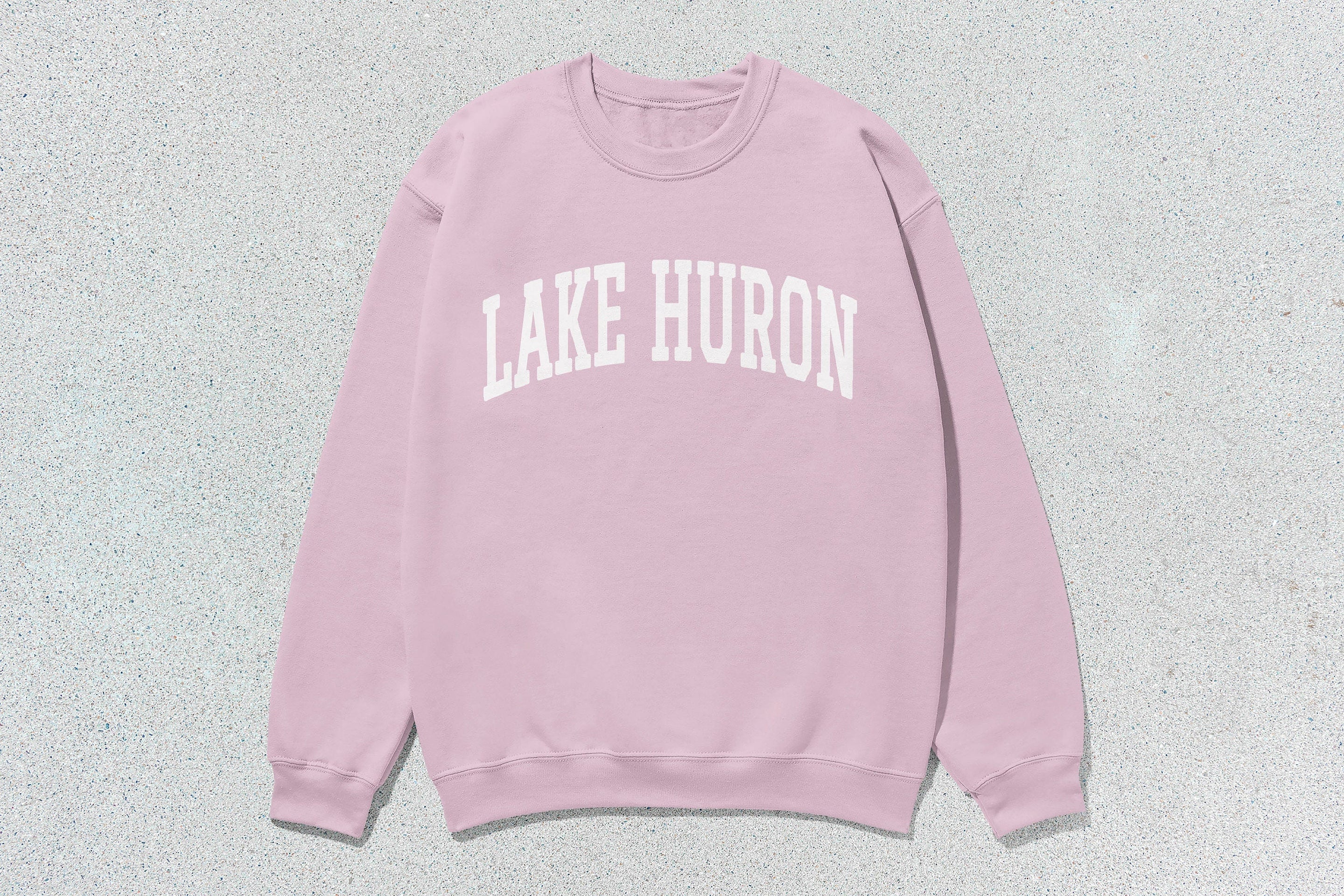 Lake Huron - Unisex Heavy Blend™ Crewneck Sweatshirt Pink Canada Canadian Great Lakes crewnecks great lakes hoodies sweaters