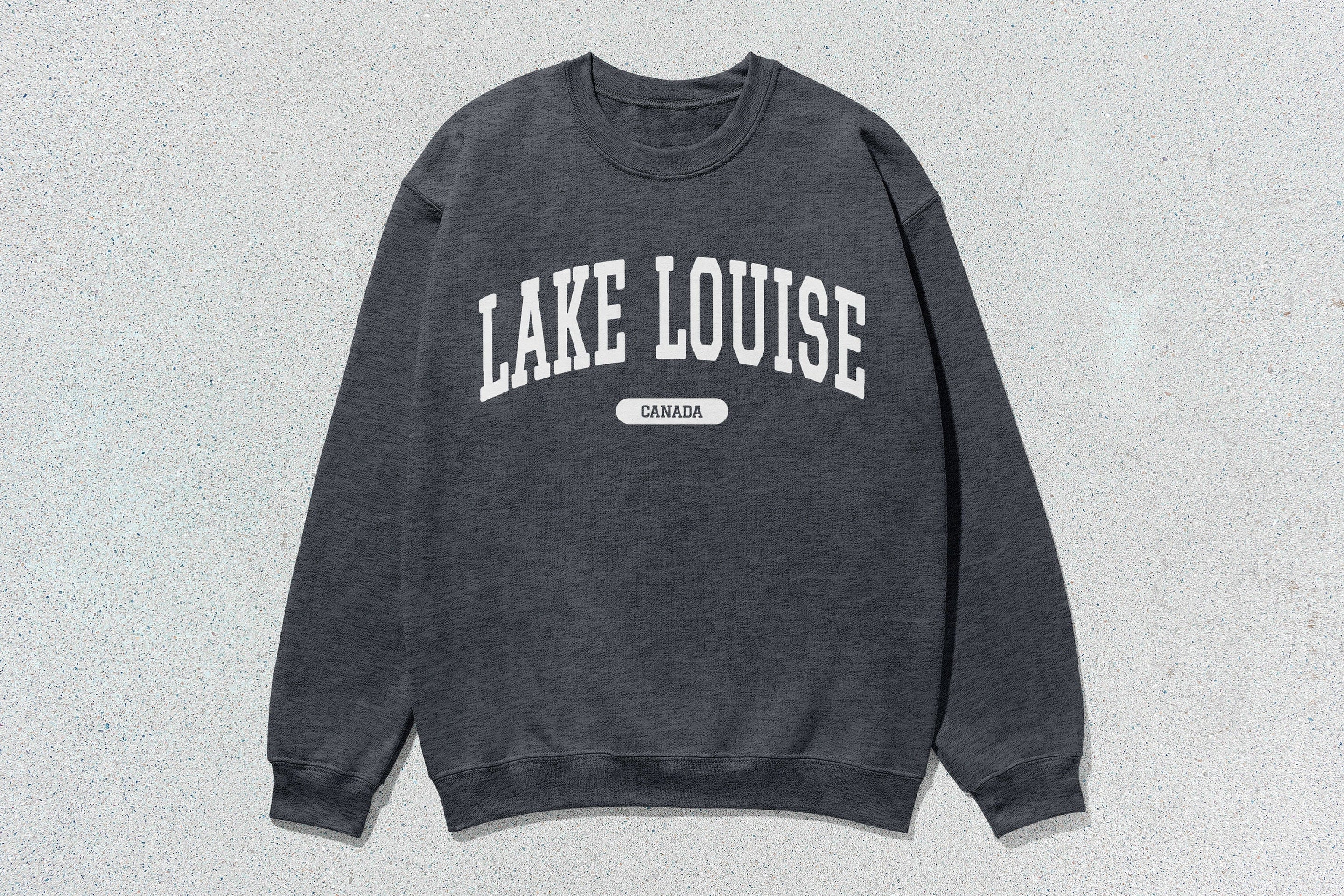 Lake Louise - Unisex Heavyweight Crewneck Sweatshirt Charcoal Heather Canada Cities crewnecks hoodies sweaters