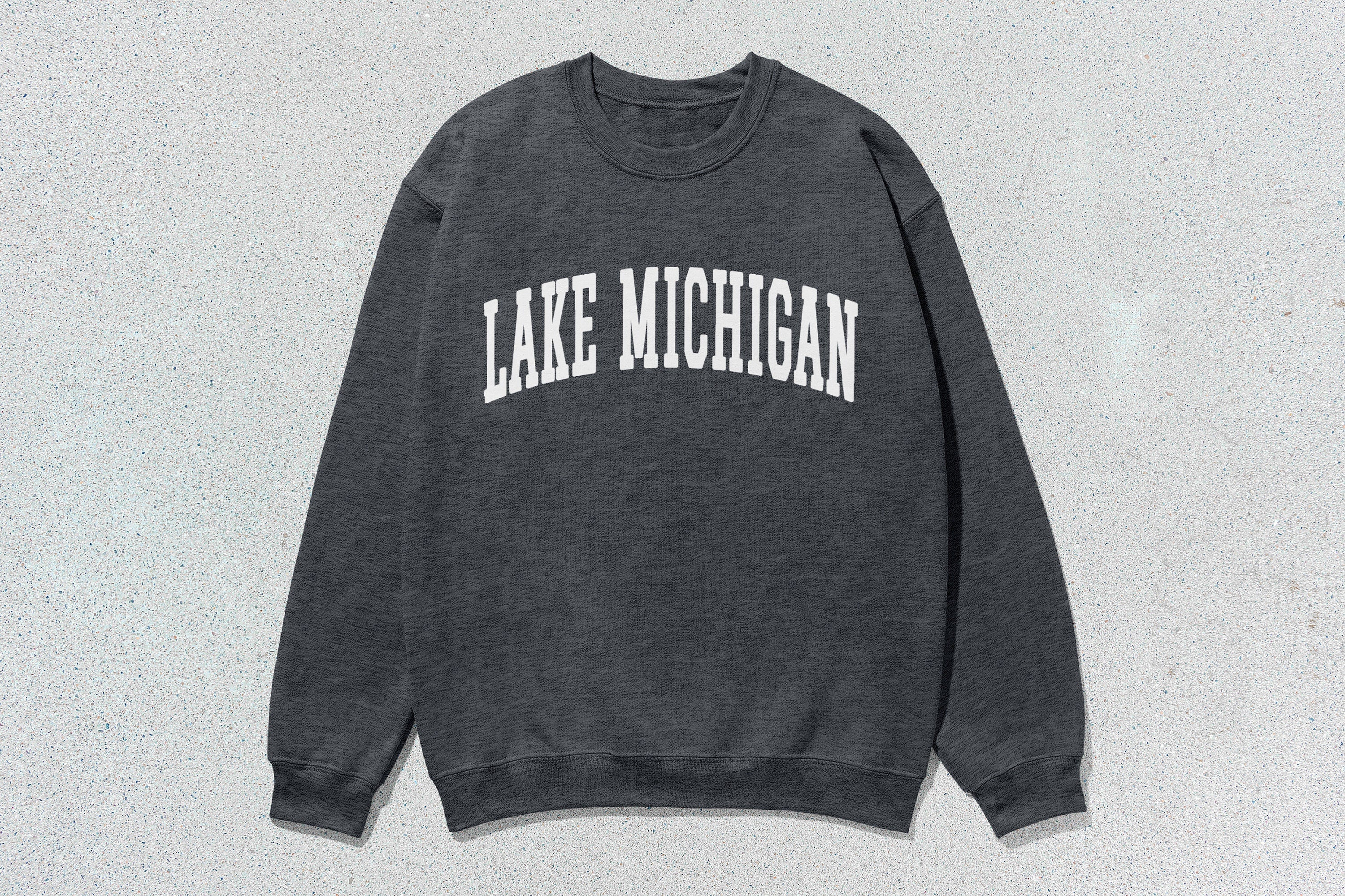 Lake Michigan - Unisex Heavy Blend™ Crewneck Sweatshirt Charcoal Heather Canada Canadian Great Lakes crewnecks great lakes hoodies sweaters
