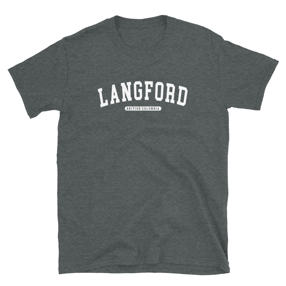 Langford BC College Tee Dark Heather Canadian City Apparel