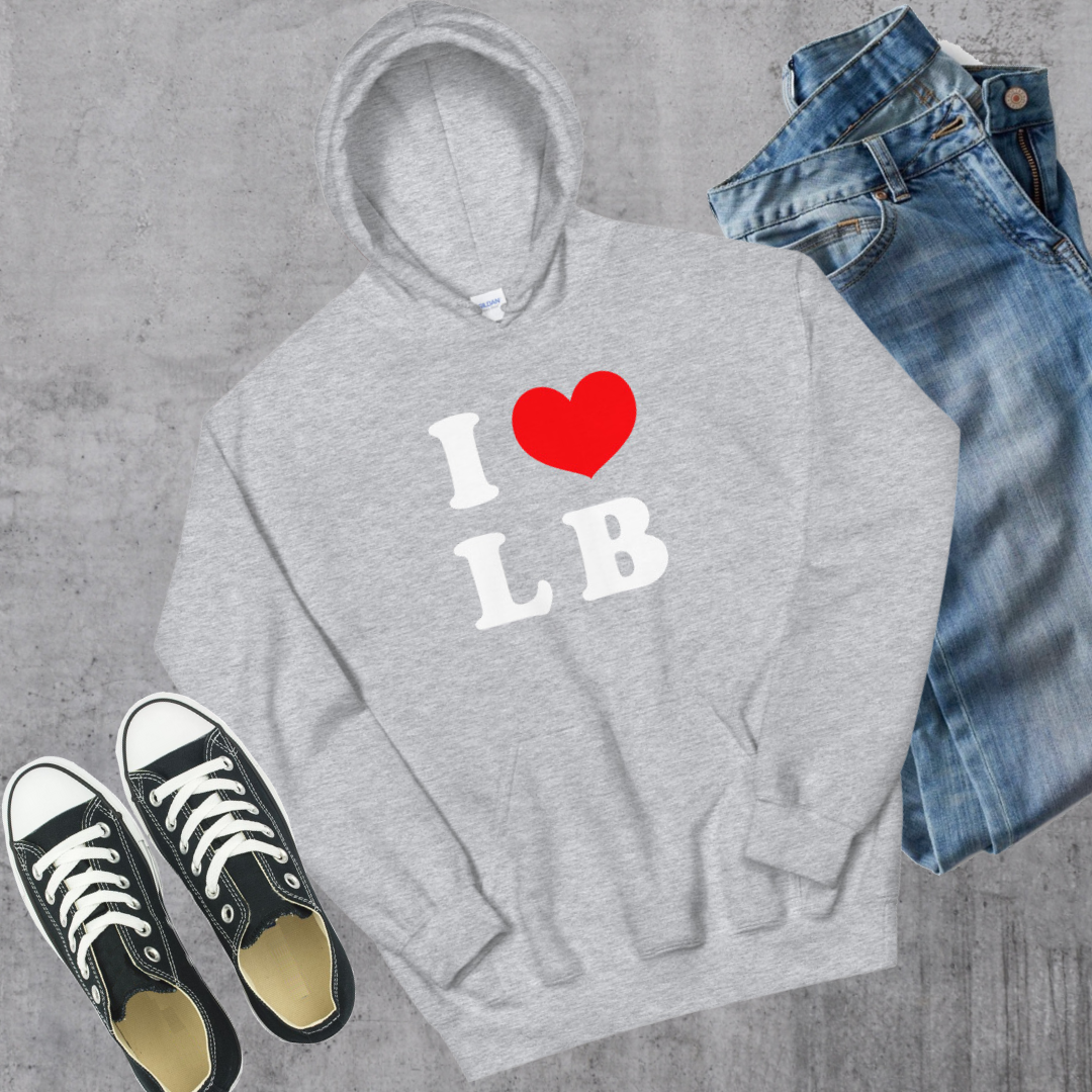 I ❤️ LB Hoodie Sport Grey Alberta Canadian City Apparel