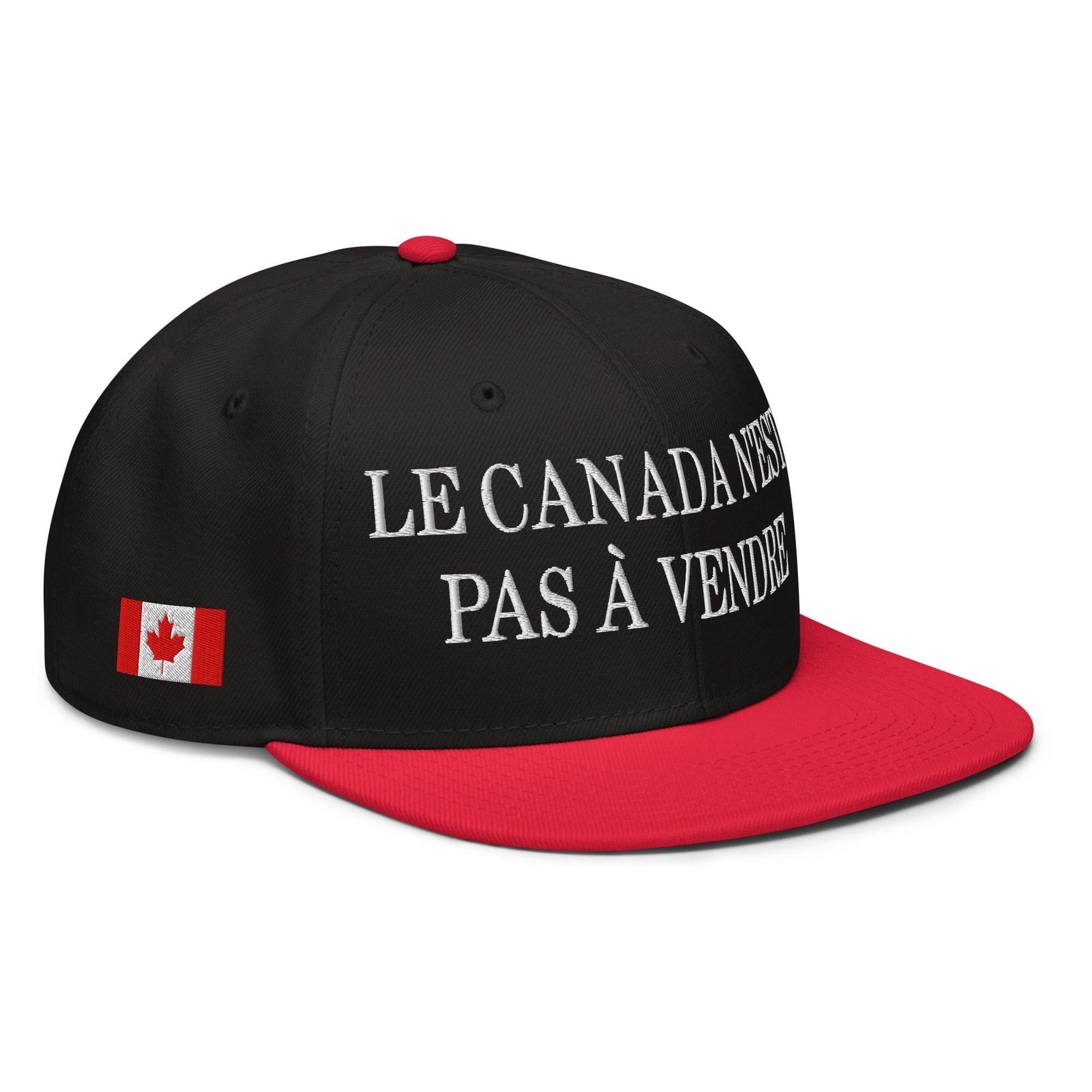 Le Canada n'est pas à Vendre Canada is not for Sale 1867 Flag Embroidered Flat Bill Brim Snapback Hat Red Black Black Canada Canada Is Not For Sale Capital Crowns Snapback Hats