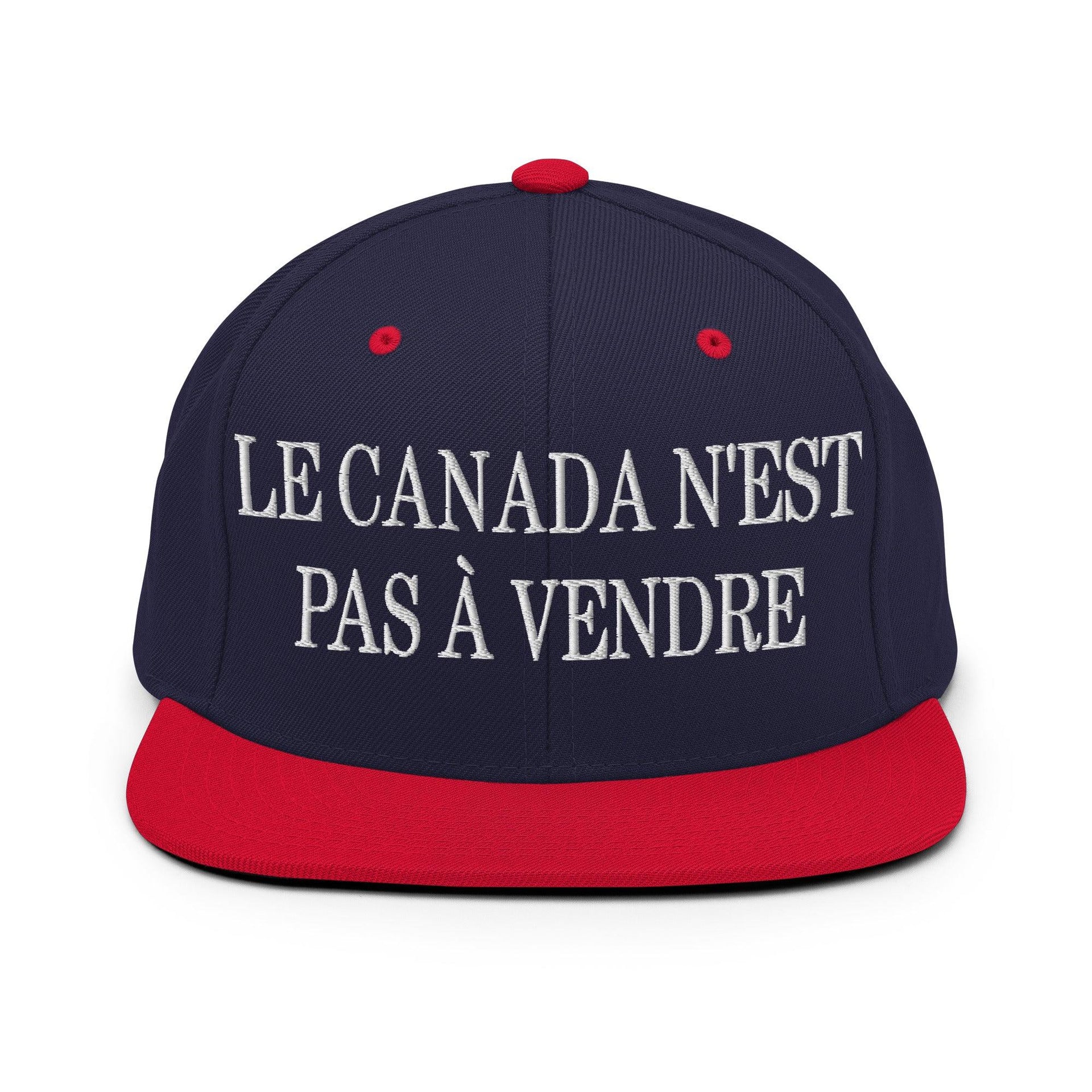 Le Canada n'est pas à Vendre Canada is not for Sale Embroidered Flat Bill Brim Snapback Hat Navy Red Canada Canada Is Not For Sale Capital Crowns Snapback Hats