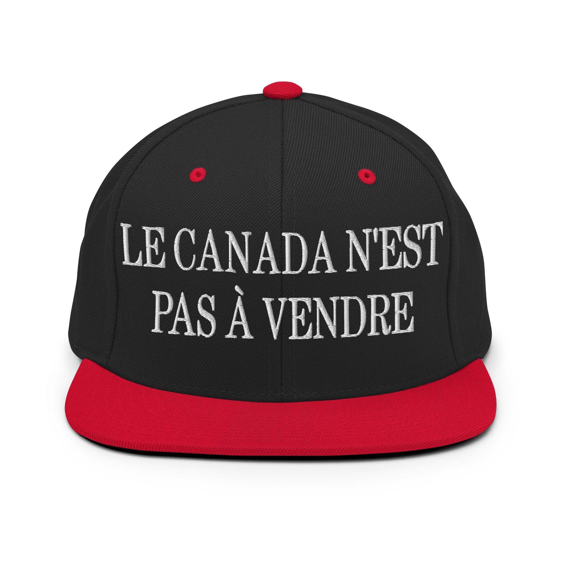 Le Canada n'est pas à Vendre Canada is not for Sale Embroidered Flat Bill Brim Snapback Hat Black Red Canada Canada Is Not For Sale Capital Crowns Snapback Hats