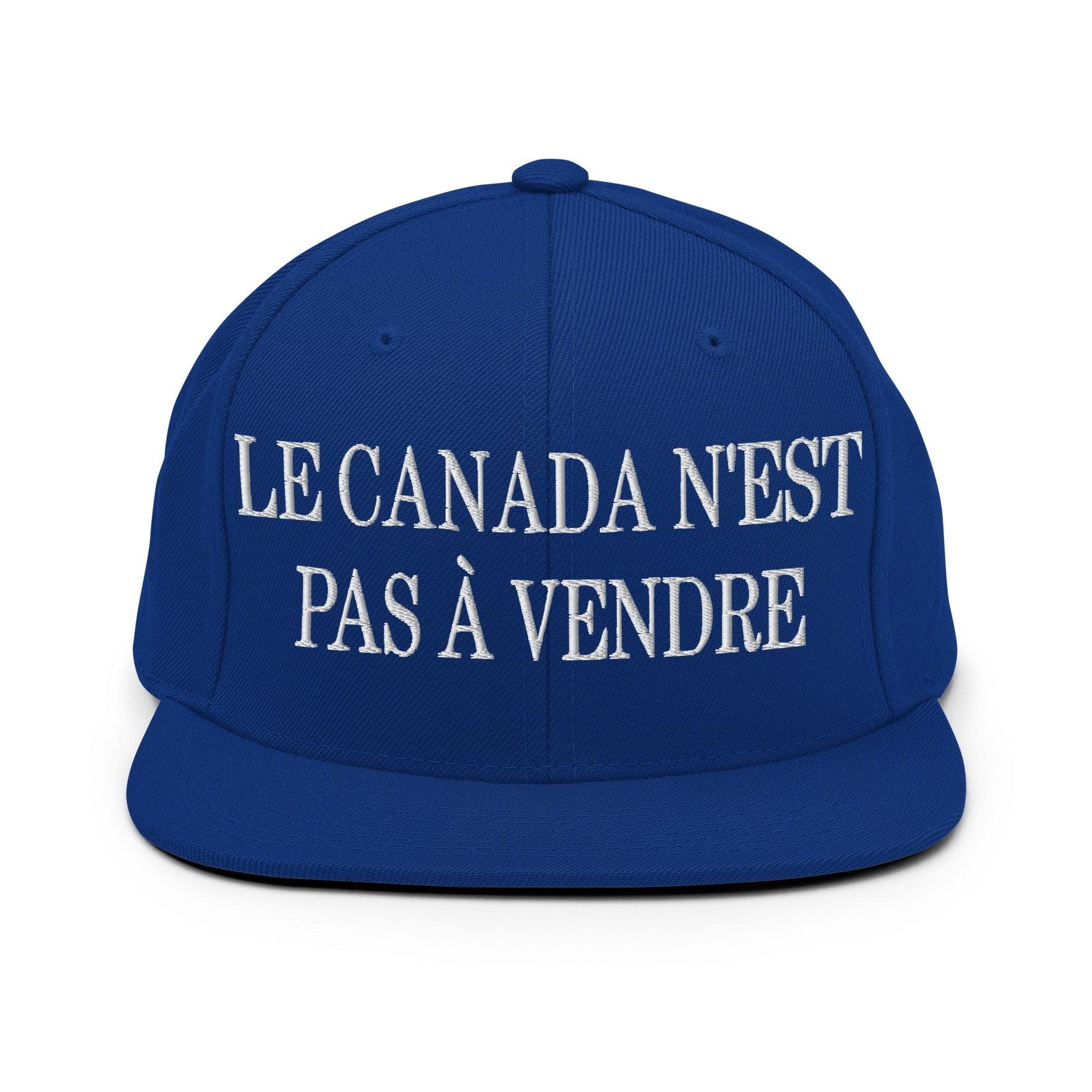 Le Canada n'est pas à Vendre Canada is not for Sale Embroidered Flat Bill Brim Snapback Hat Royal Blue Canada Canada Is Not For Sale Capital Crowns Snapback Hats