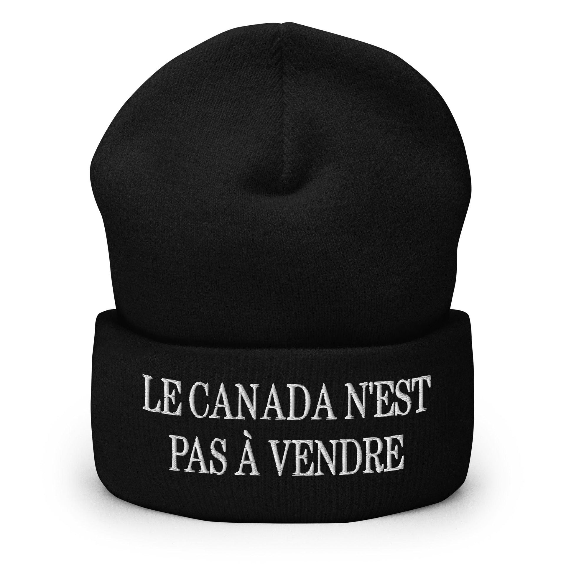 Le Canada n'est pas à Vendre Canada is not for Sale Embroidered Knit Cuffed Beanie Black Beanies Canada Canada Is Not For Sale Capital Crowns