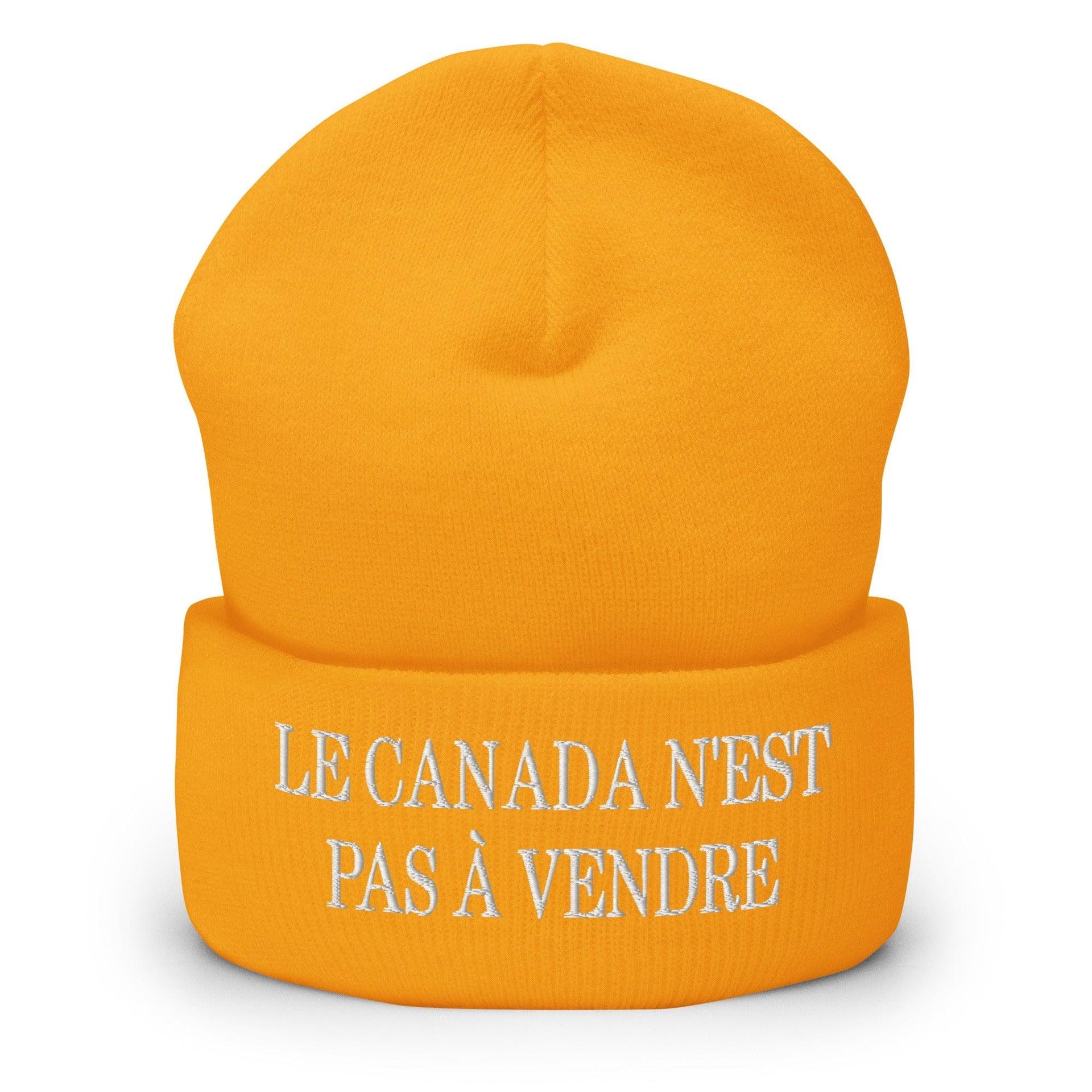 Le Canada n'est pas à Vendre Canada is not for Sale Embroidered Knit Cuffed Beanie Gold Beanies Canada Canada Is Not For Sale Capital Crowns