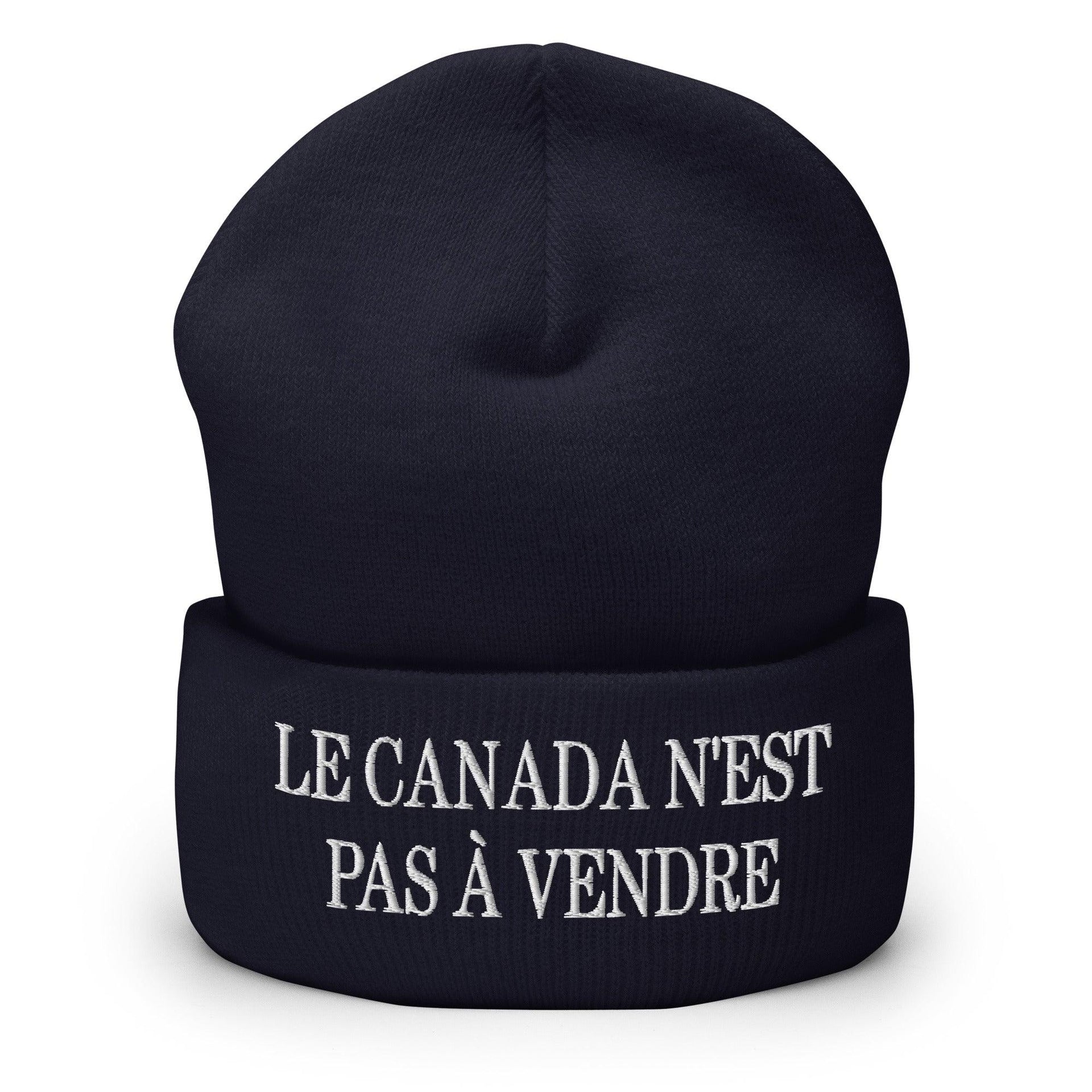 Le Canada n'est pas à Vendre Canada is not for Sale Embroidered Knit Cuffed Beanie Navy Beanies Canada Canada Is Not For Sale Capital Crowns