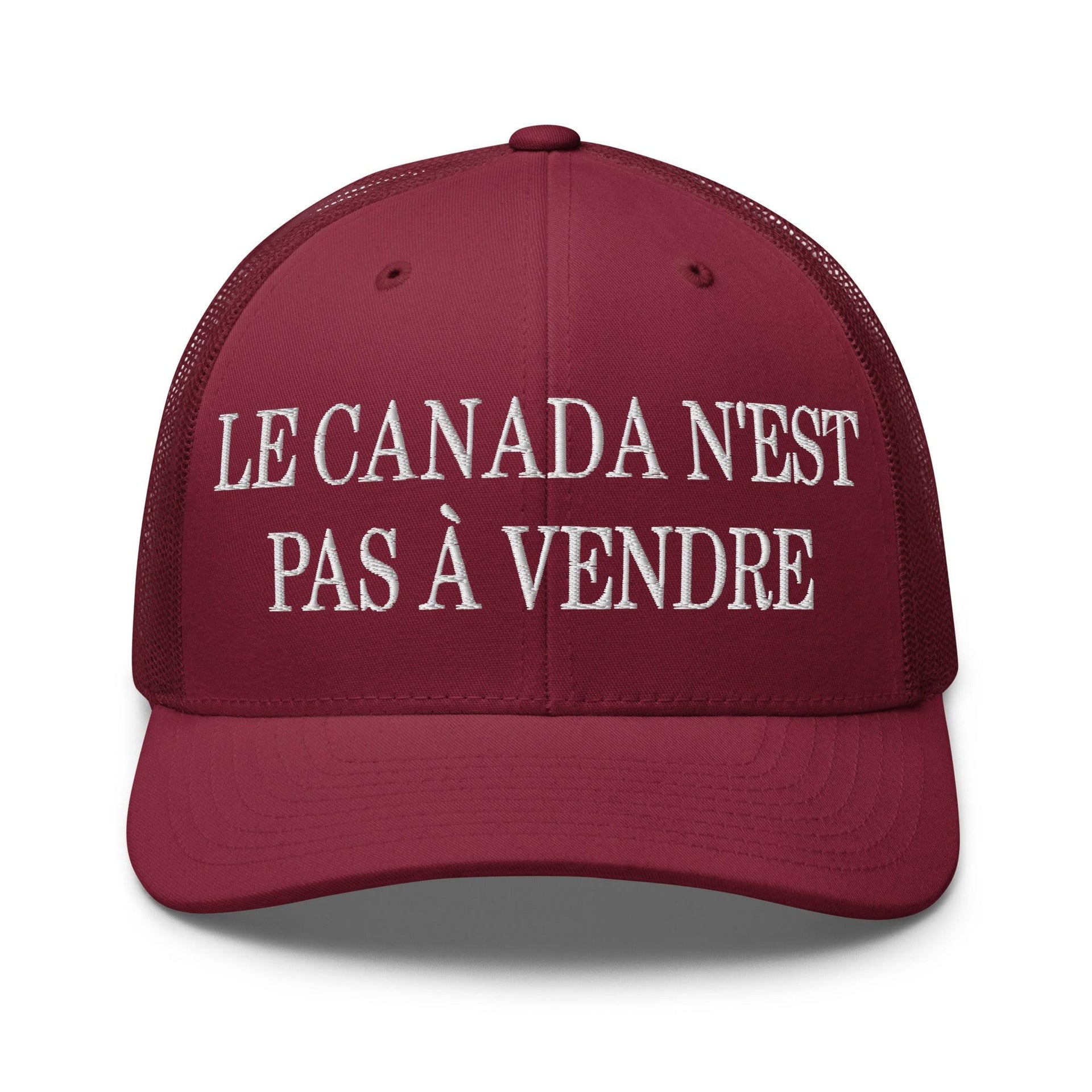Le Canada n'est pas à Vendre Canada is not for Sale Embroidered Mesh Trucker Hat Cranberry Canada Canada Is Not For Sale Capital Crowns Trucker Hats