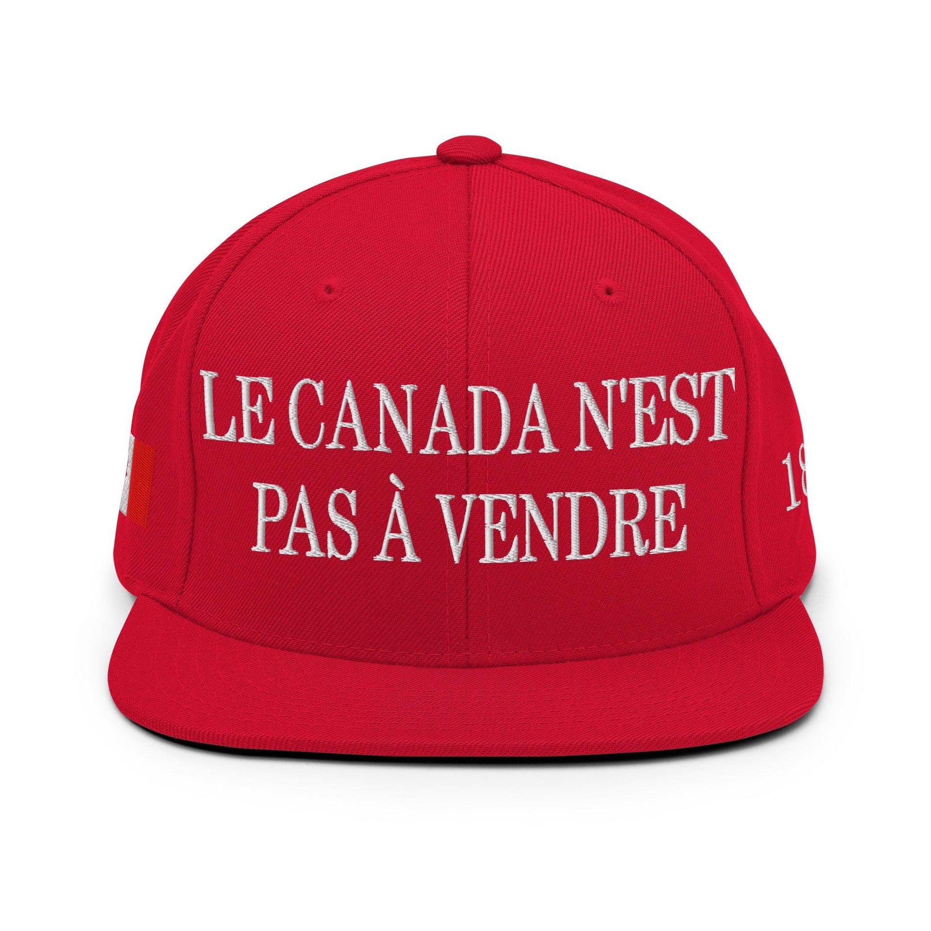 Le Canada n'est pas à Vendre Canada is not for Sale Flag 1867 Embroidered Flat Bill Brim Snapback Hat Canada Canada Is Not For Sale Capital Crowns Snapback Hats