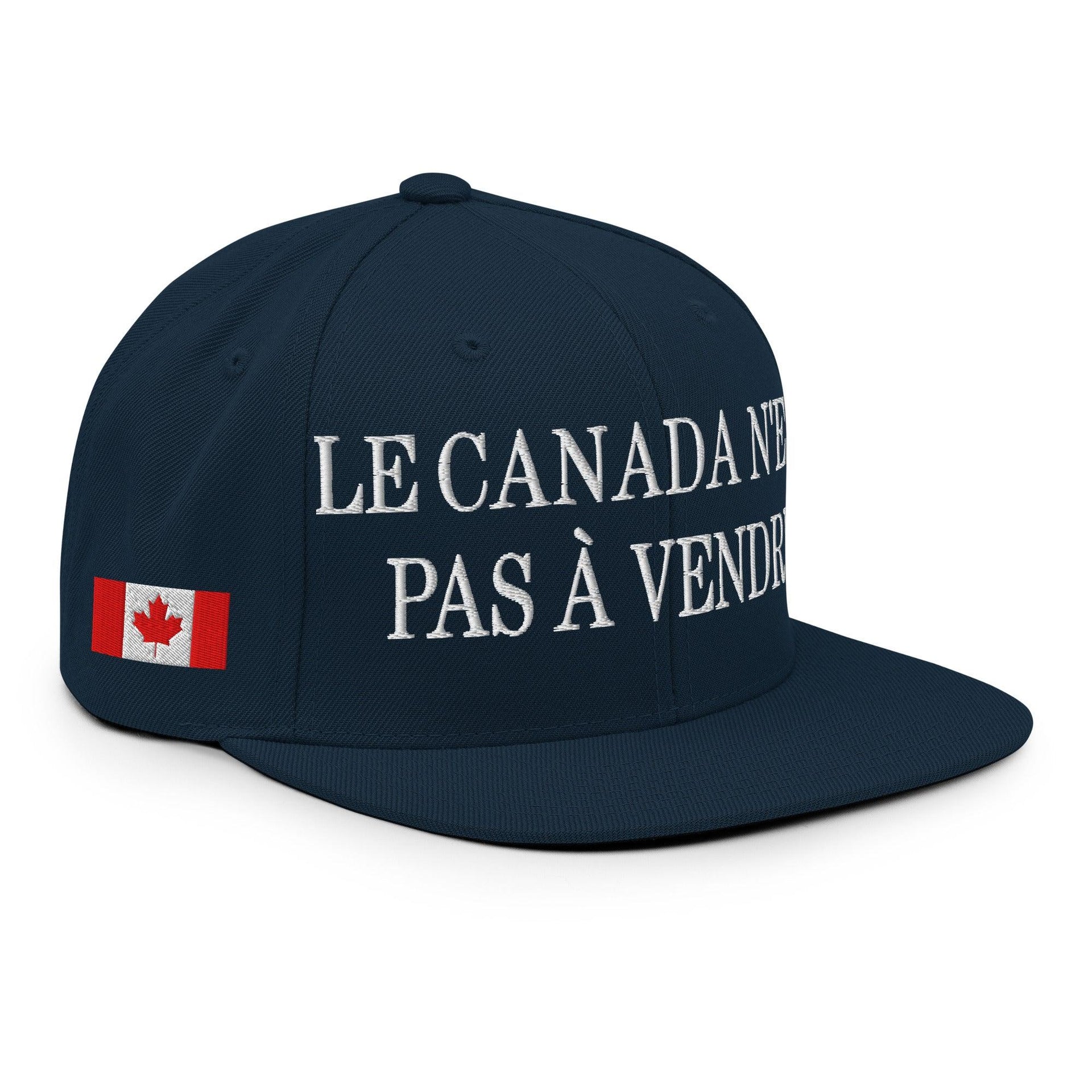 Le Canada n'est pas à Vendre Canada is not for Sale Flag 1867 Embroidered Flat Bill Brim Snapback Hat Dark Navy Canada Canada Is Not For Sale Capital Crowns Snapback Hats