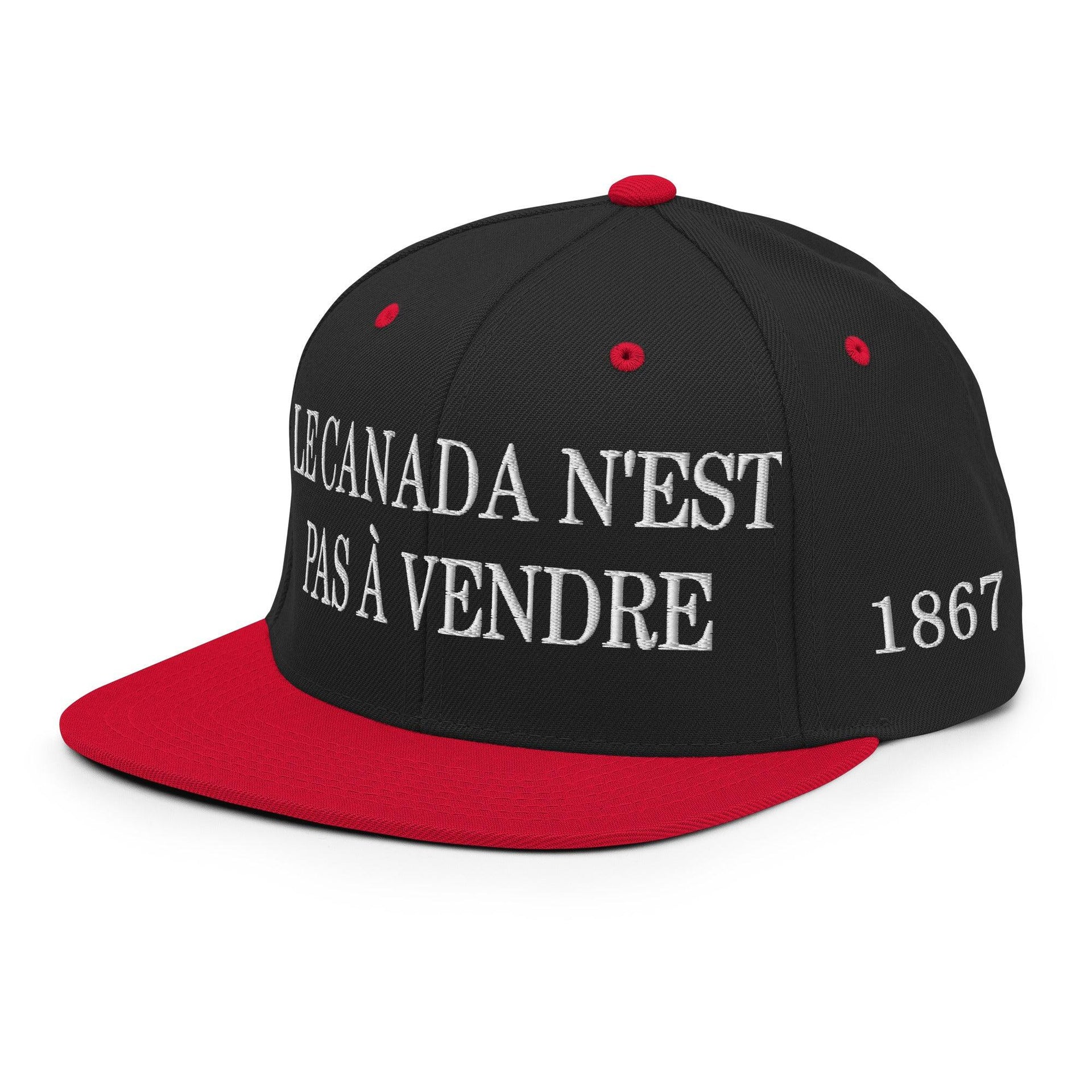 Le Canada n'est pas à Vendre Canada is not for Sale Flag 1867 Embroidered Flat Bill Brim Snapback Hat Canada Canada Is Not For Sale Capital Crowns Snapback Hats