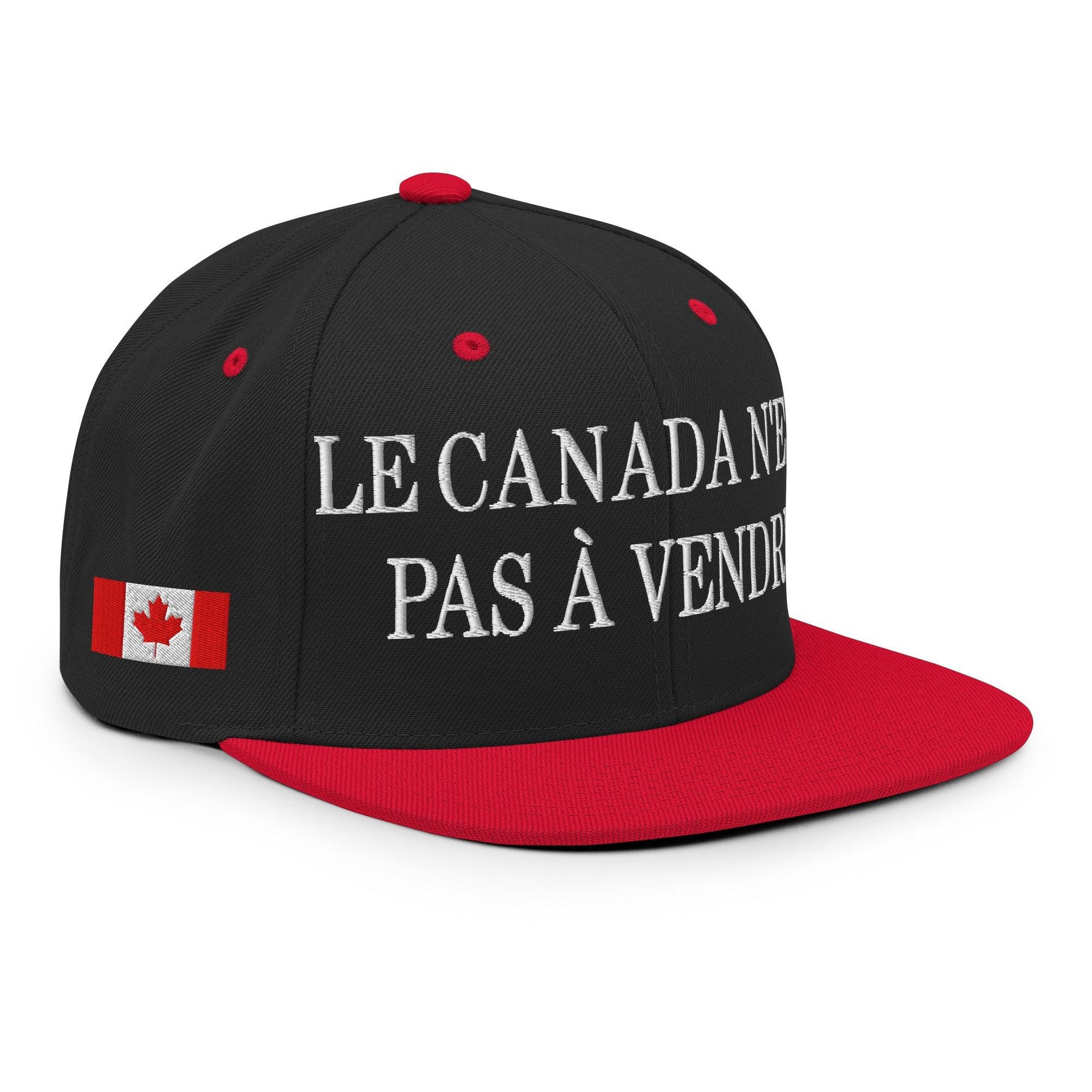 Le Canada n'est pas à Vendre Canada is not for Sale Flag 1867 Embroidered Flat Bill Brim Snapback Hat Black Red Canada Canada Is Not For Sale Capital Crowns Snapback Hats