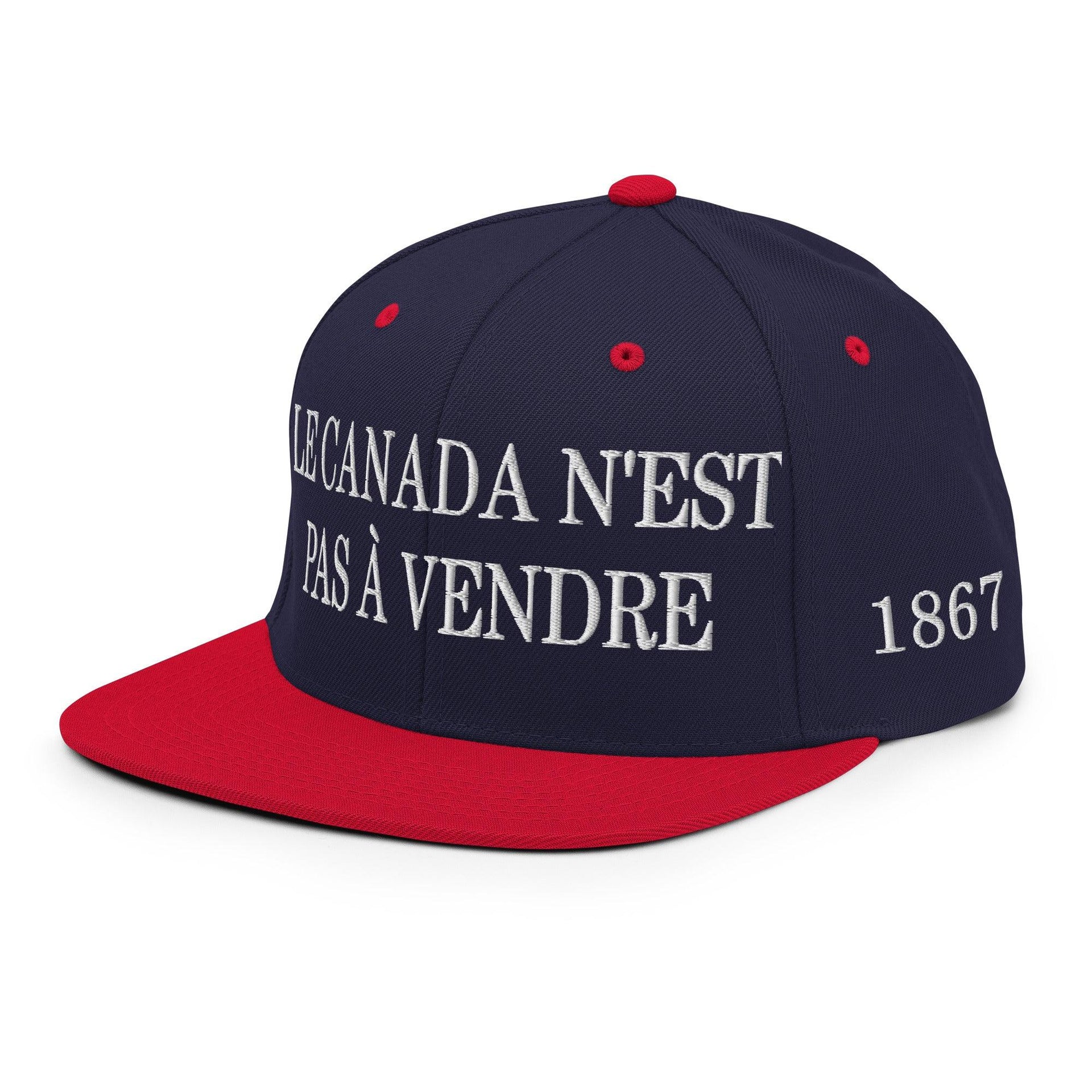 Le Canada n'est pas à Vendre Canada is not for Sale Flag 1867 Embroidered Flat Bill Brim Snapback Hat Canada Canada Is Not For Sale Capital Crowns Snapback Hats