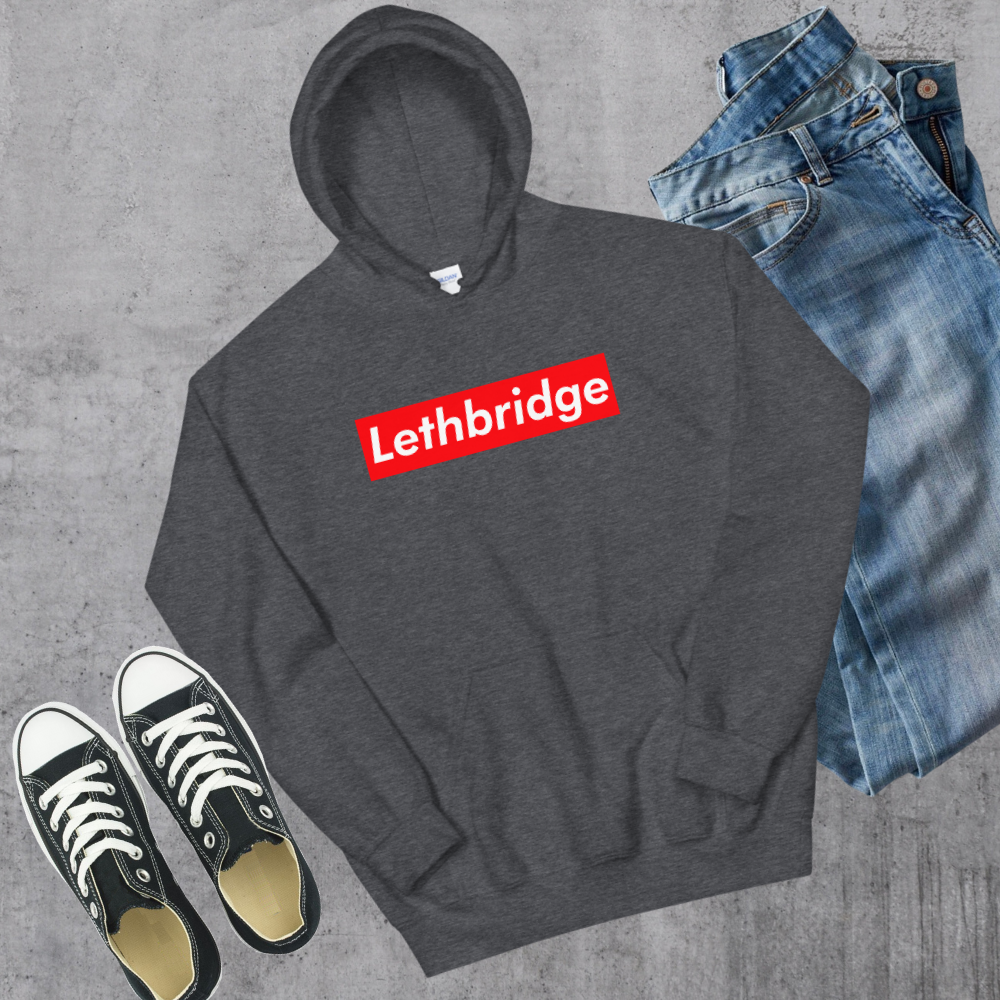 Lethbridge Supreme'd Hoodie Dark Heather Alberta Canadian City Apparel