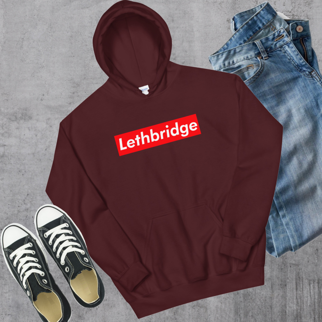 Lethbridge Supreme'd Hoodie Maroon Alberta Canadian City Apparel