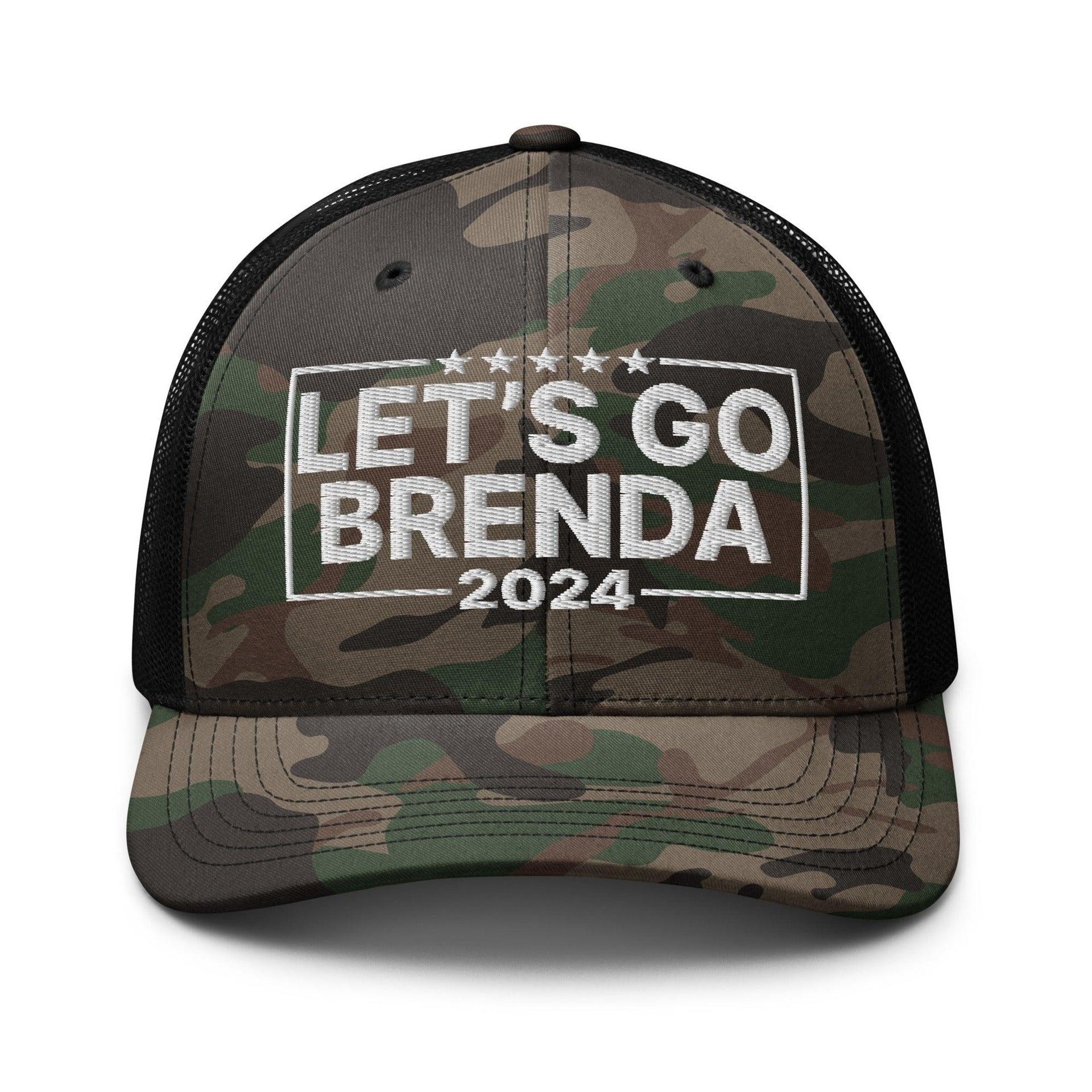 Let's Go Brenda FKH Camo Trucker Hat Camo Black Capital Crowns Conservative LADs Trucker Hats