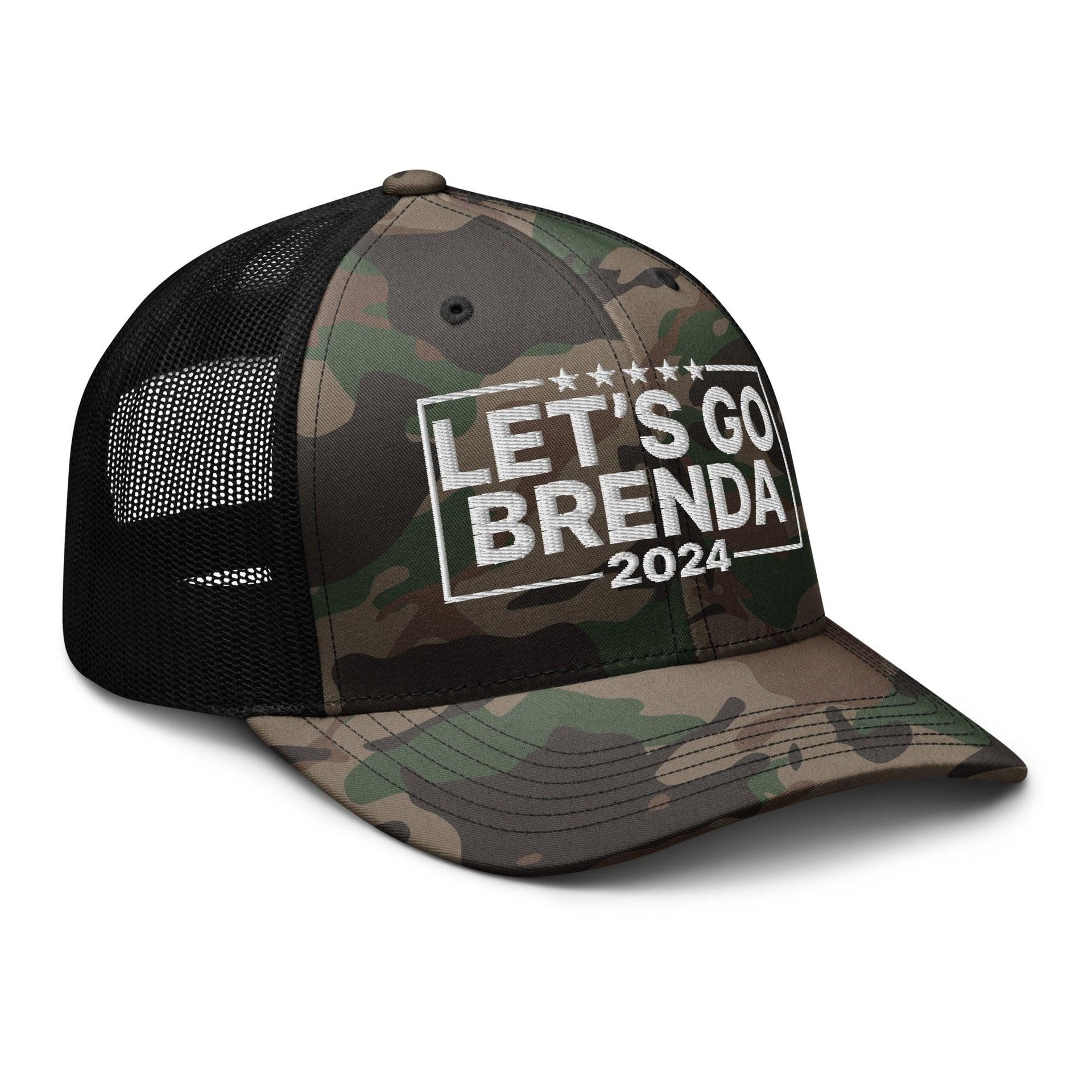 Let's Go Brenda FKH Camo Trucker Hat Capital Crowns Conservative LADs Trucker Hats