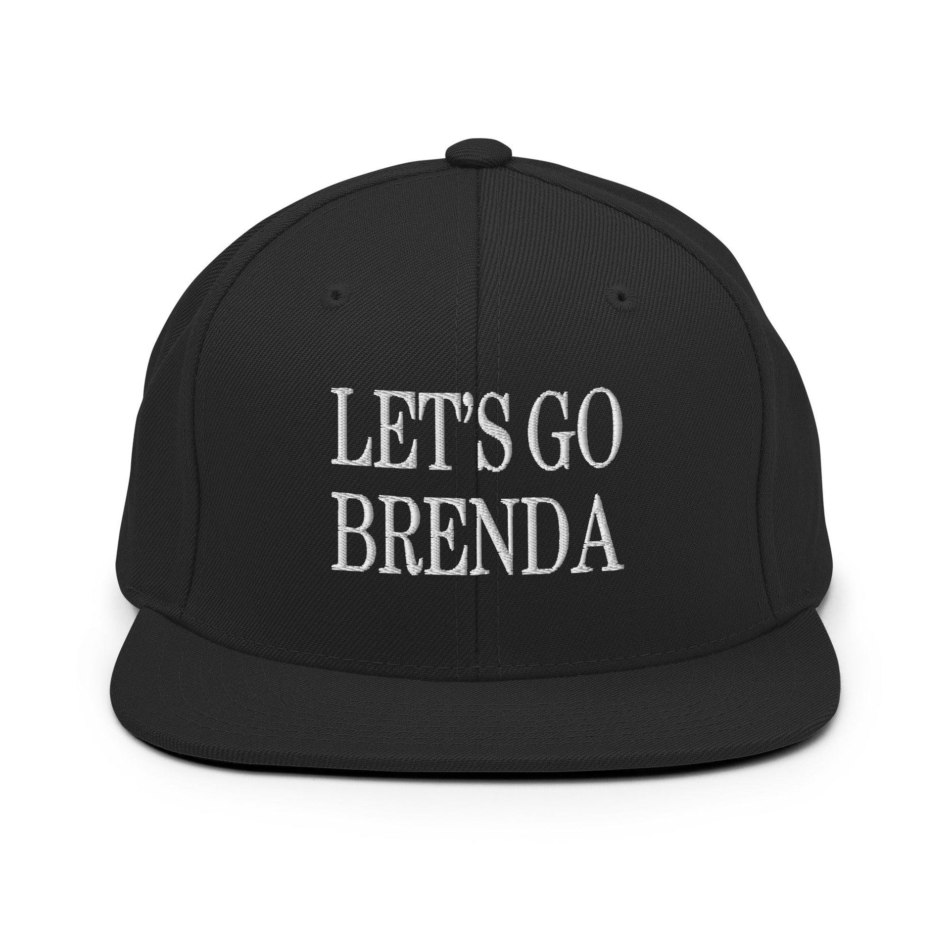 Let's Go Brenda Flat Bill Brim Snapback Hat Black Capital Crowns Conservative LADs Make Again Snapback Hats