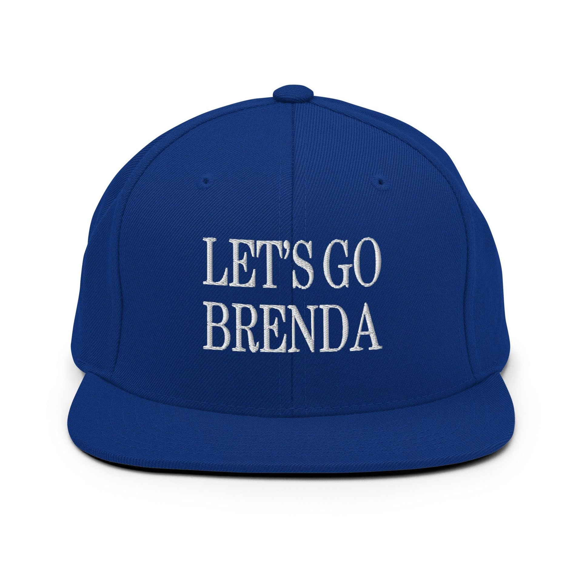 Let's Go Brenda Flat Bill Brim Snapback Hat Royal Blue Capital Crowns Conservative LADs Make Again Snapback Hats