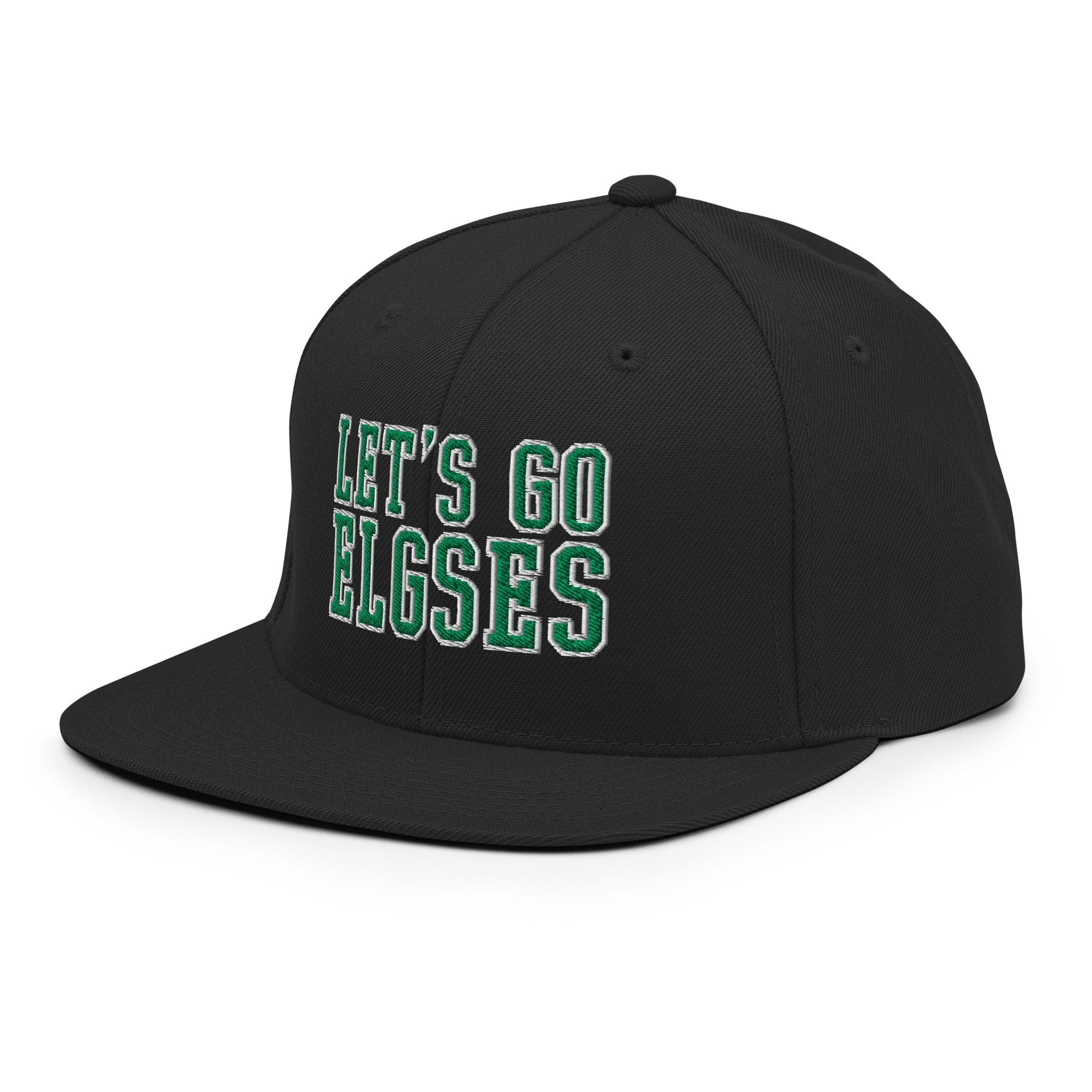 Let's Go Elgses Embroidered Flat Brim Bill Snapback Hat Capital Crowns
