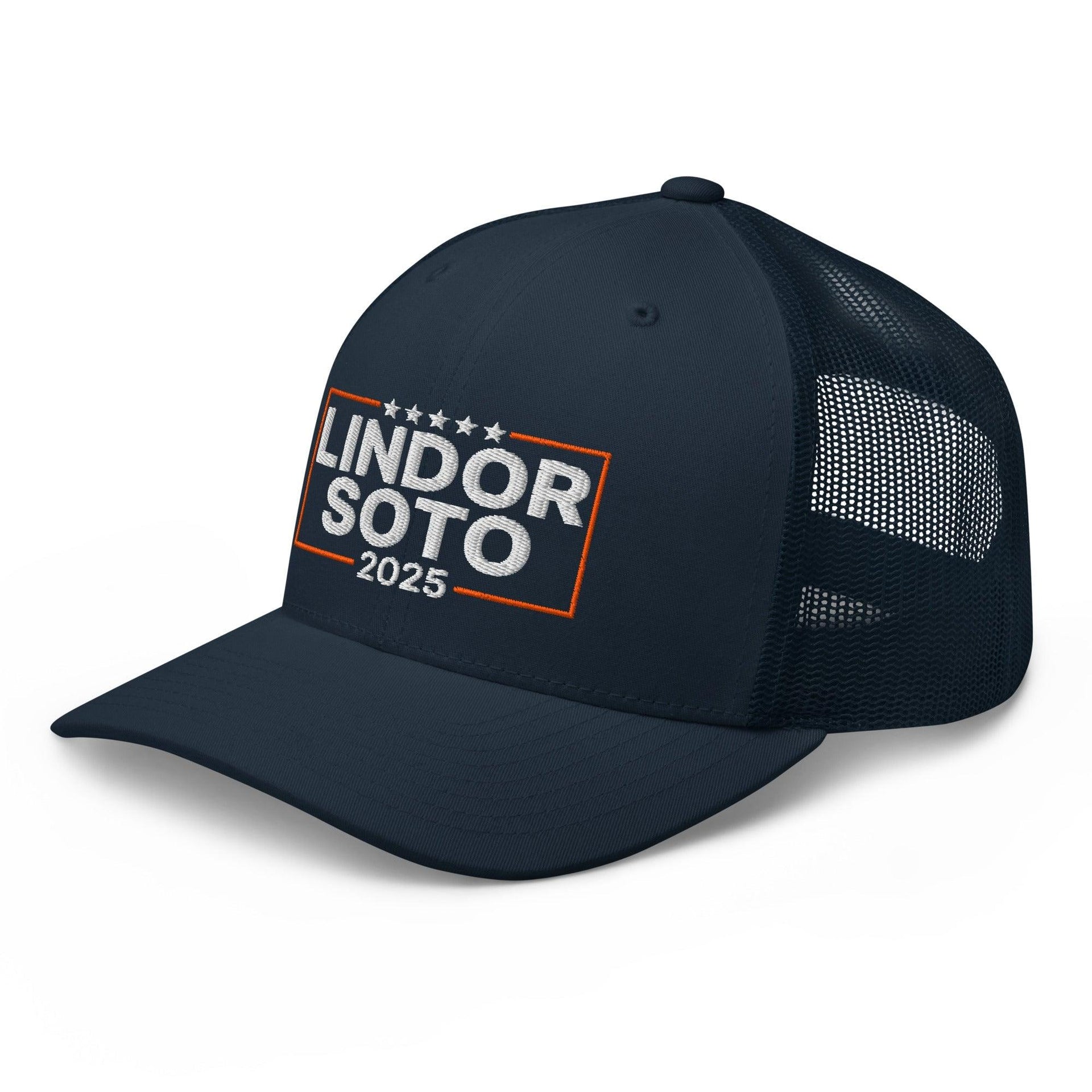 Lindor Soto 2025 Embroidered Mesh Trucker Hat Baseball Capital Crowns Trucker Hats
