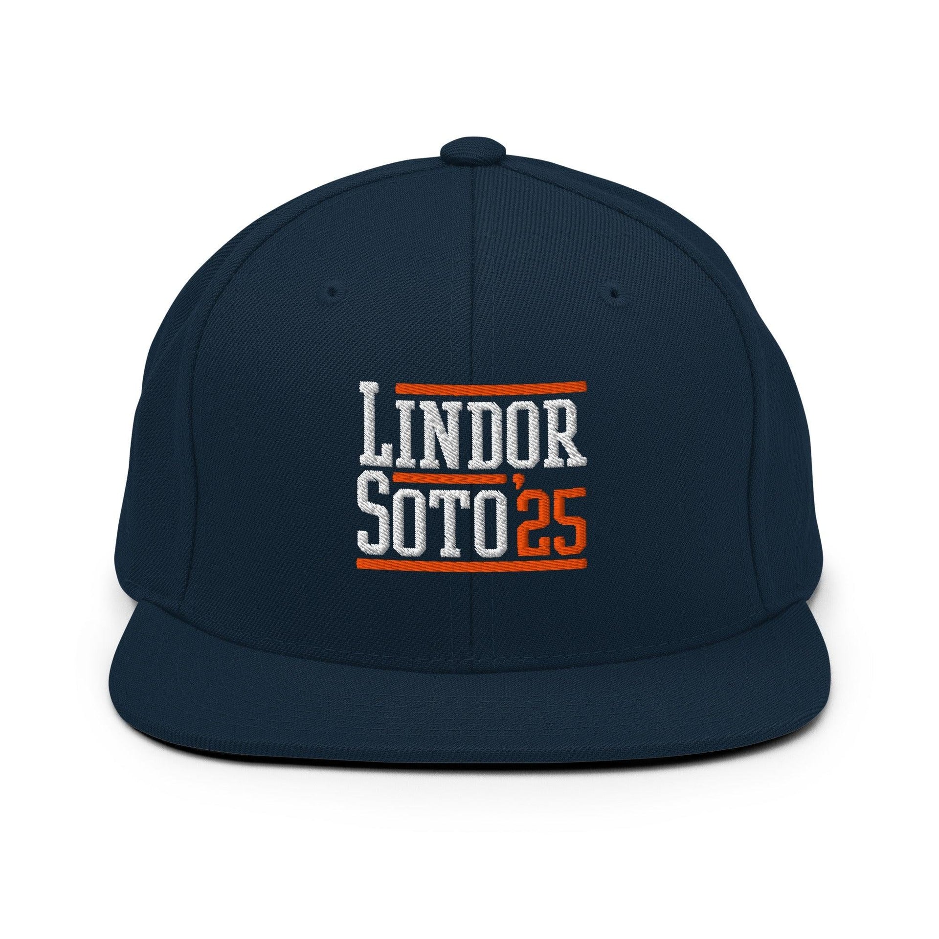 Lindor Soto '25 2025 Embroidered Flat Bill Brim Snapback Hat Dark Navy Baseball Capital Crowns Snapback Hats