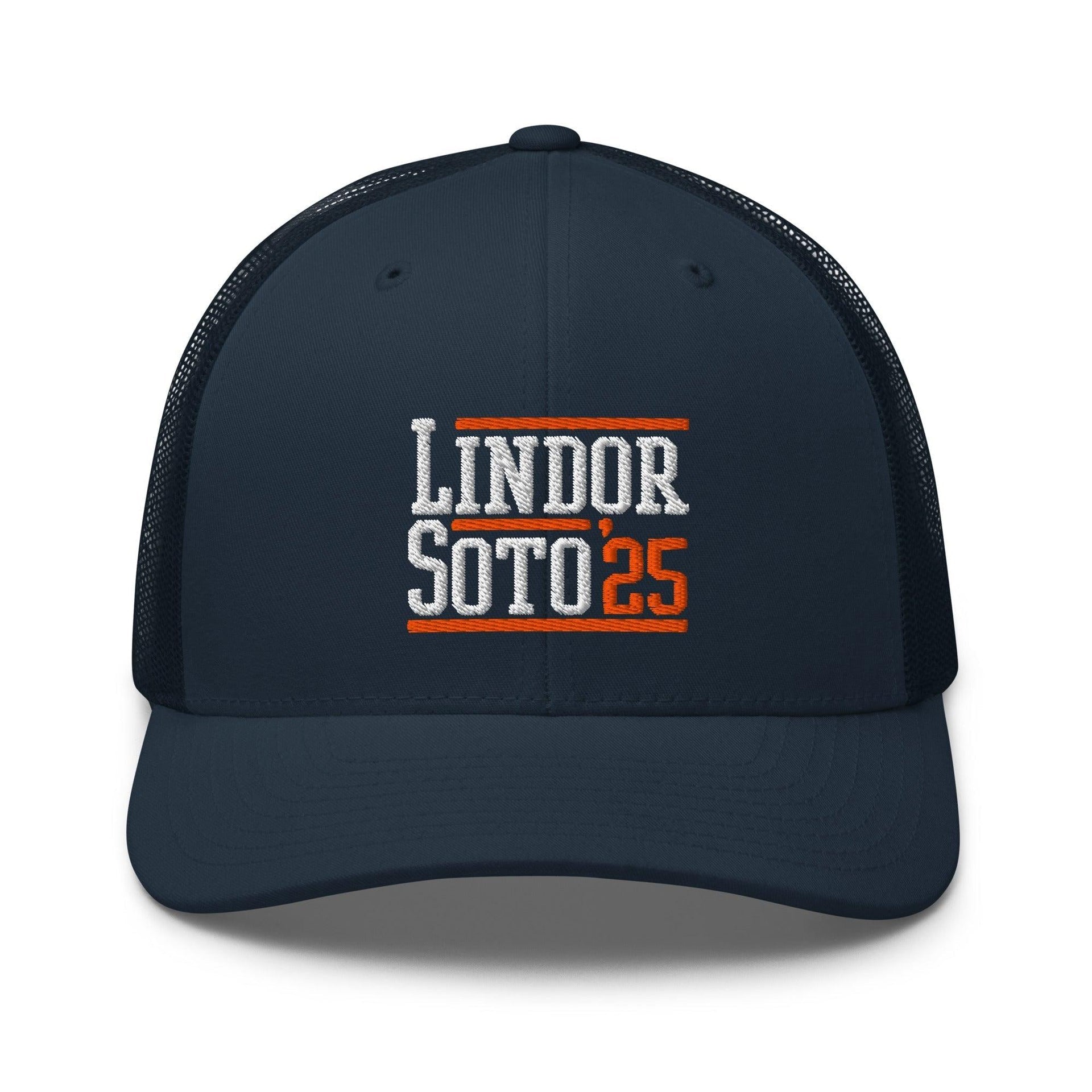 Lindor Soto '25 2025 Embroidered Mesh Trucker Hat Navy Baseball Capital Crowns Trucker Hats